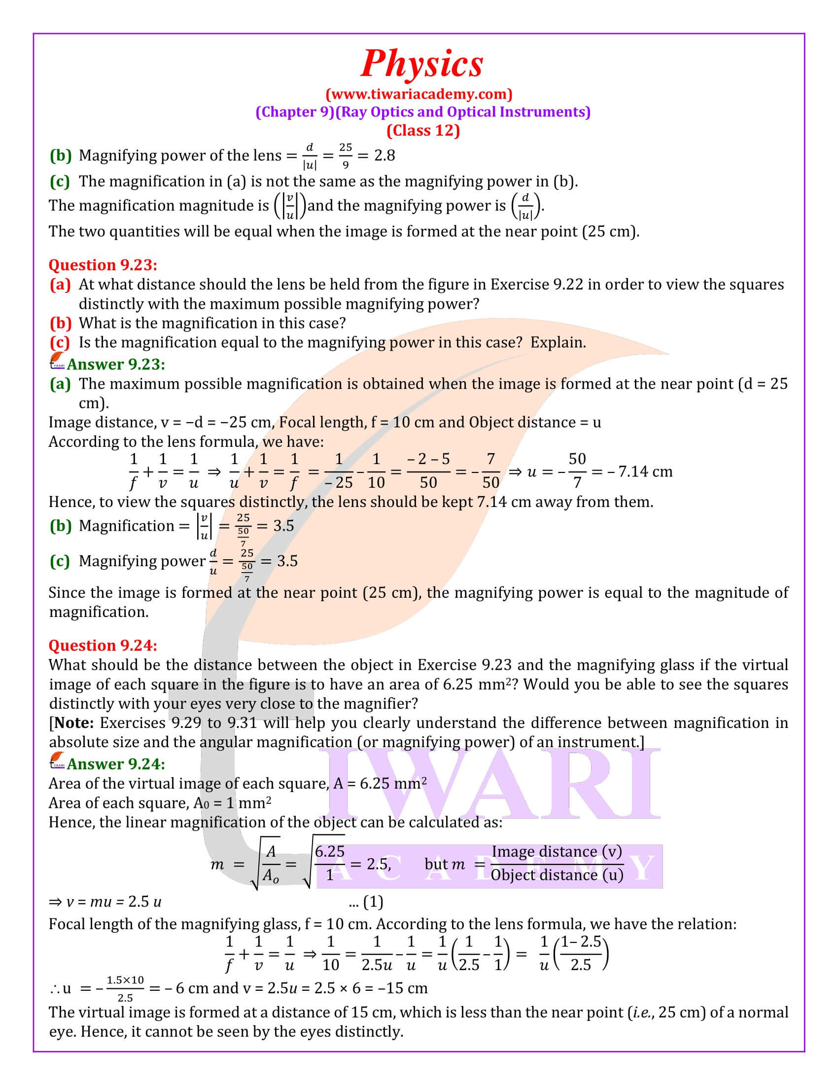 Class 12 Physics Chapter 9 answers