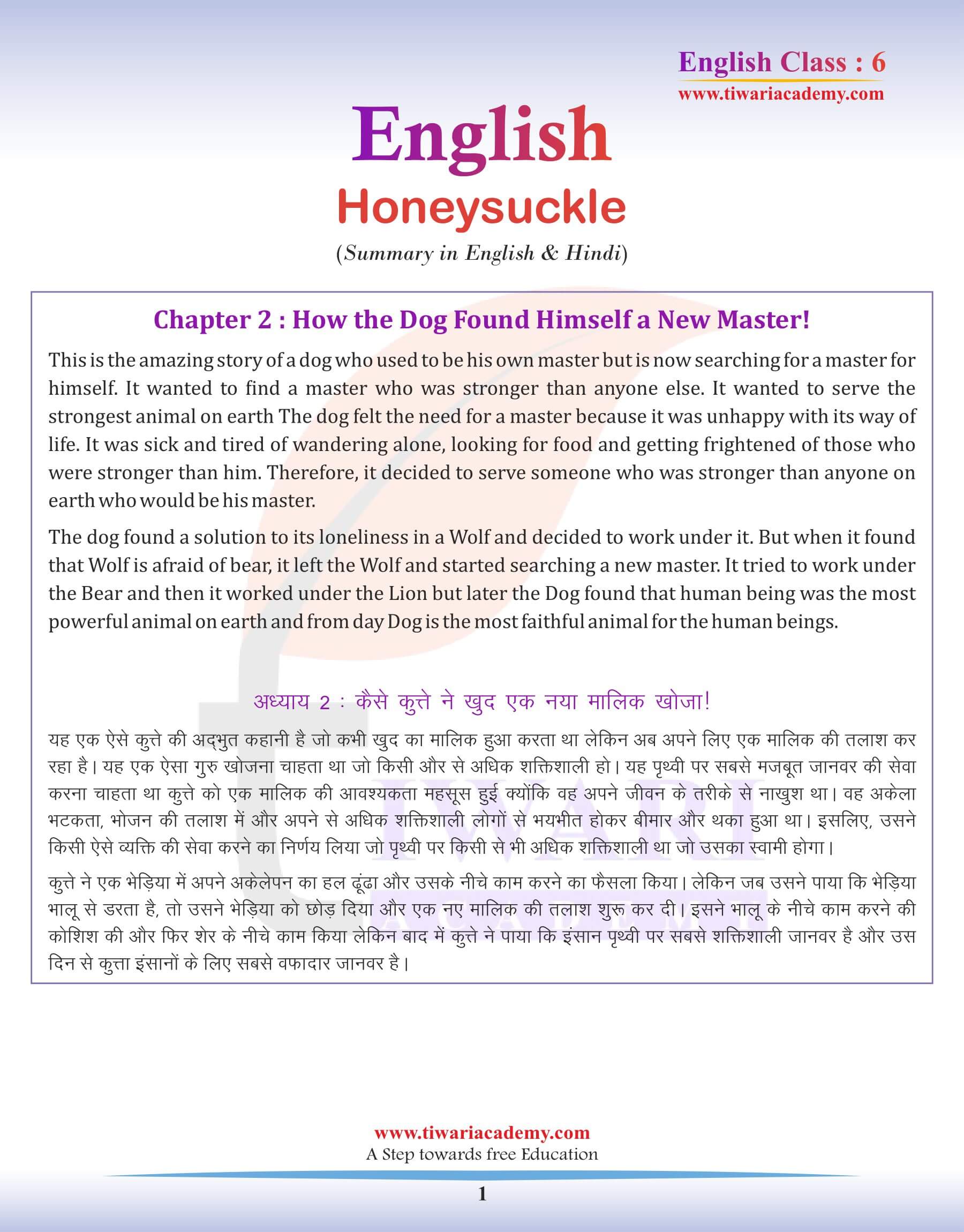 Class 6 English Chapter 2: Summary in Hindi & English