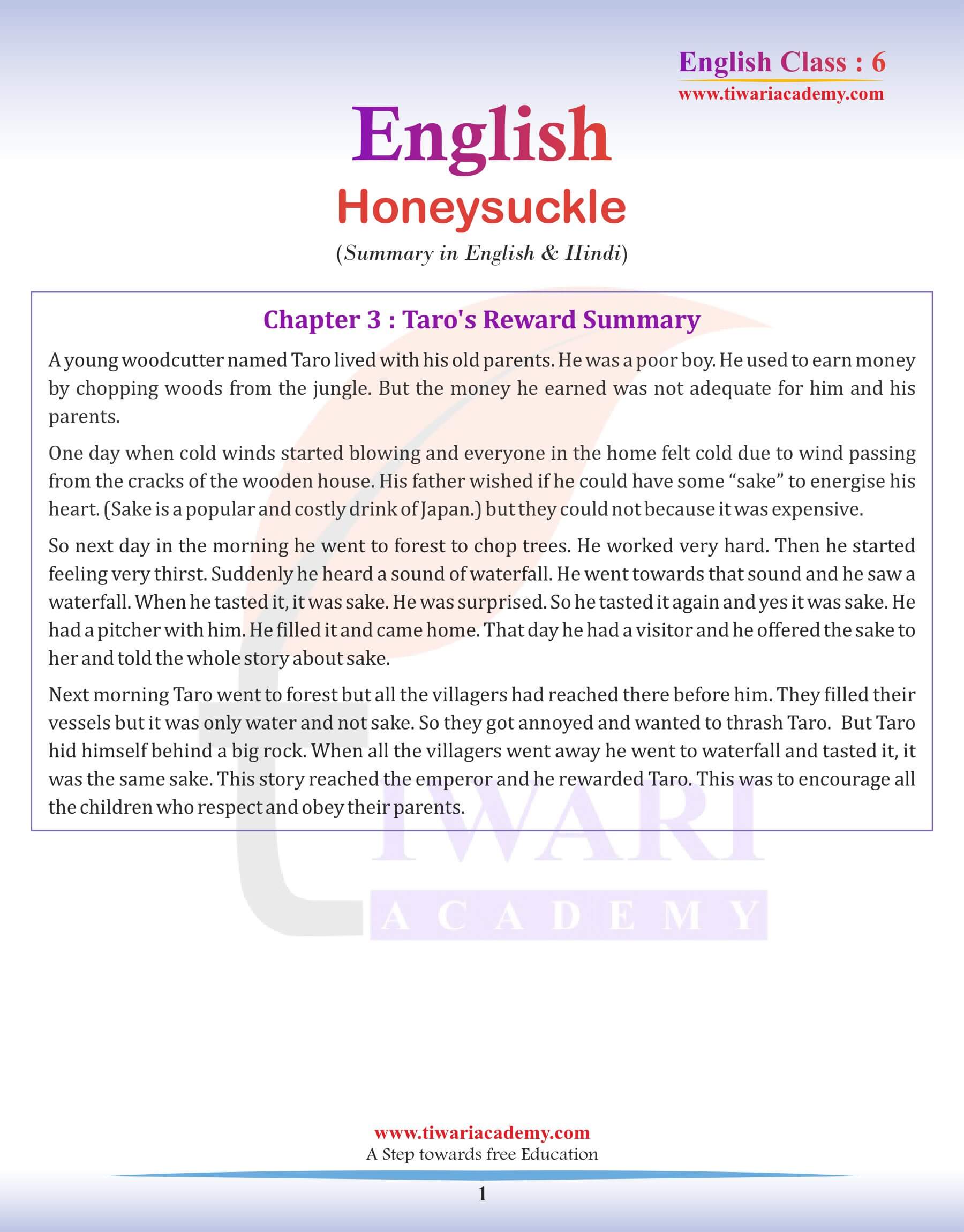 Class 6 English Chapter 3: Summary in English