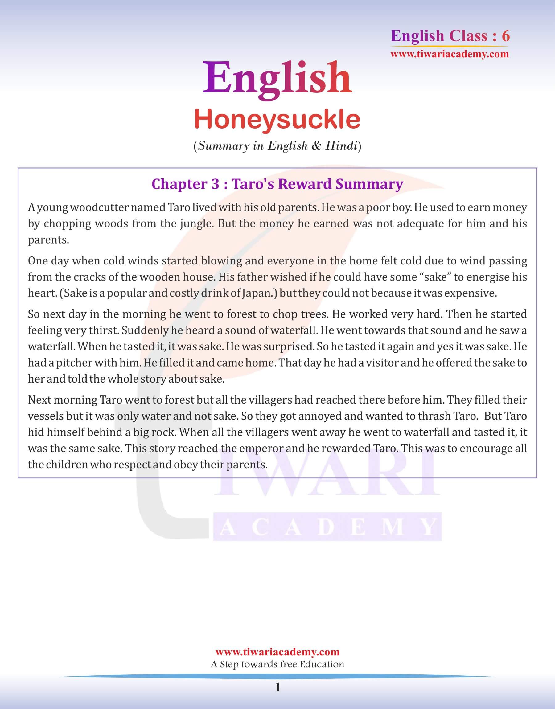 Class 6 English Chapter 3: Summary in English