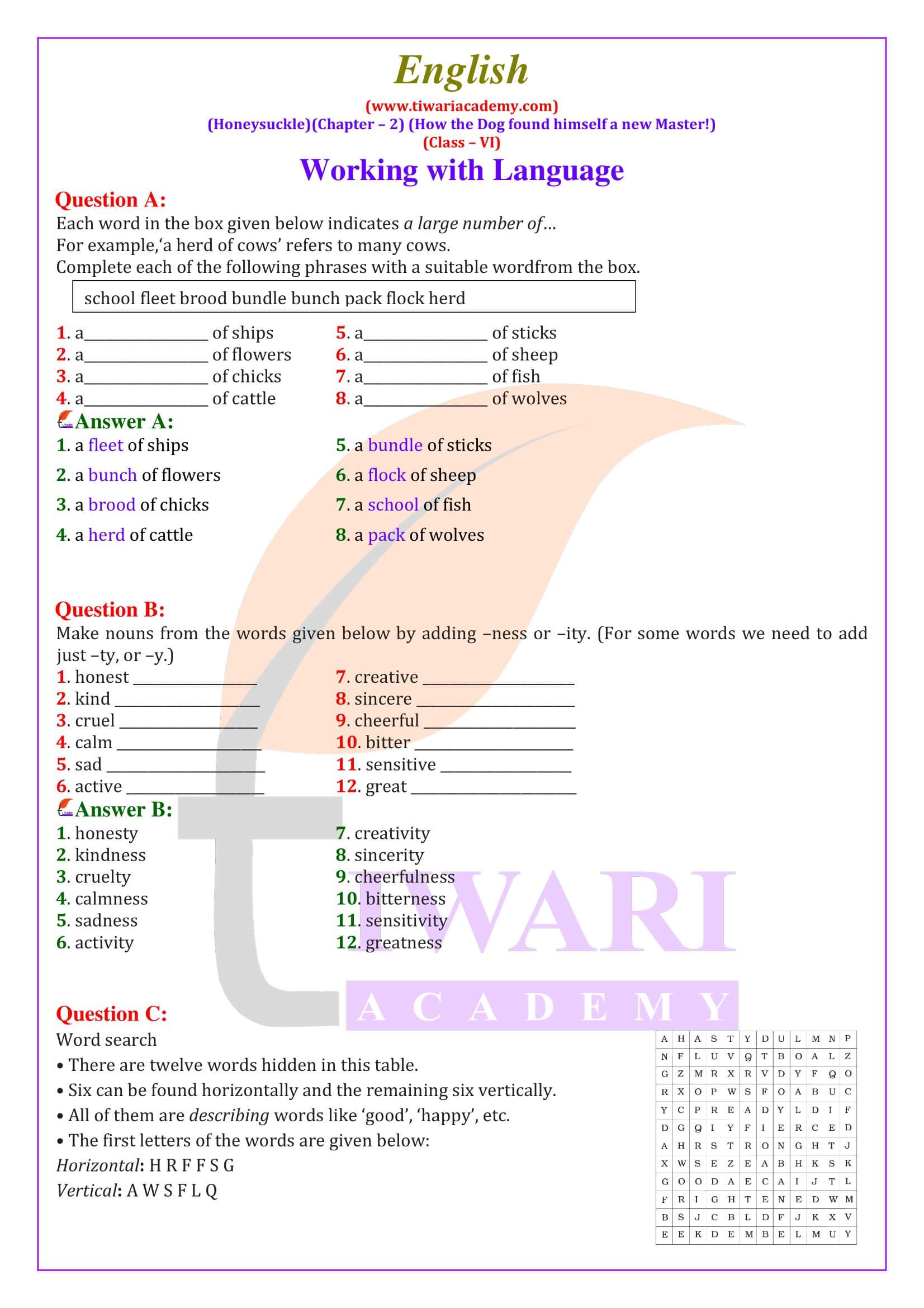 NCERT Solutions for Class 6 English Honeysuckle Chapter 2 How the Dog Found Himself a New Master updated