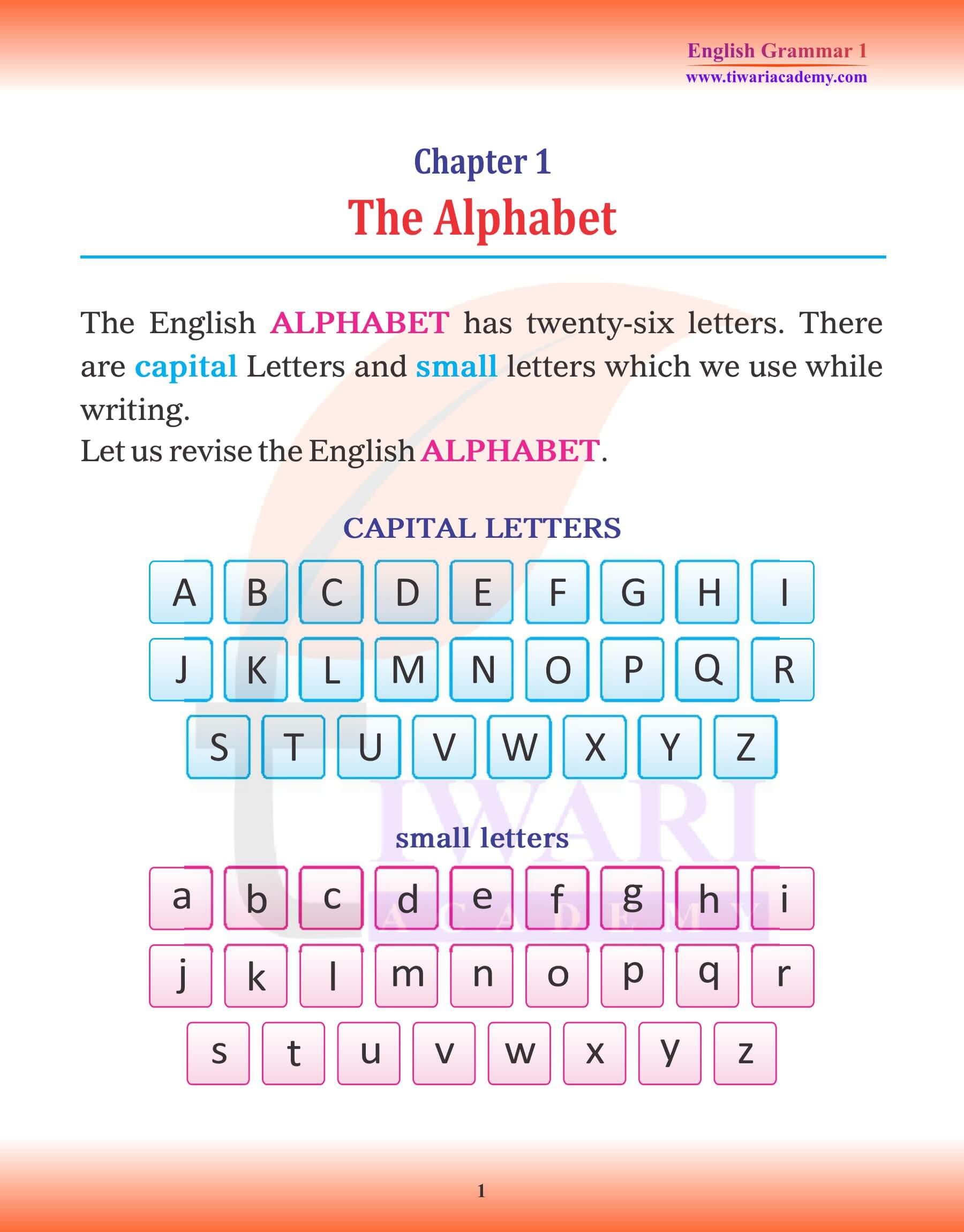 Class 1 English Grammar Chapter 1 The Alphabet