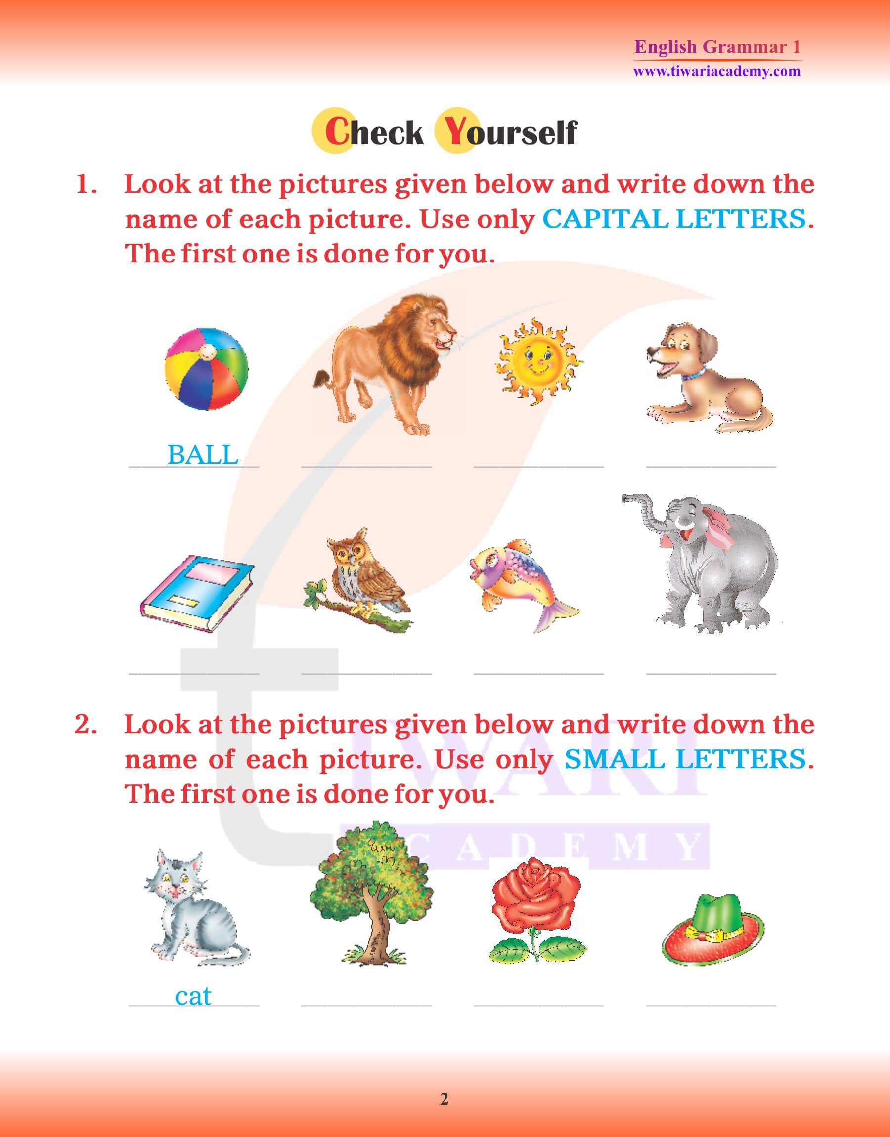 Class 1 English Grammar Chapter 1 The Alphabet Practice