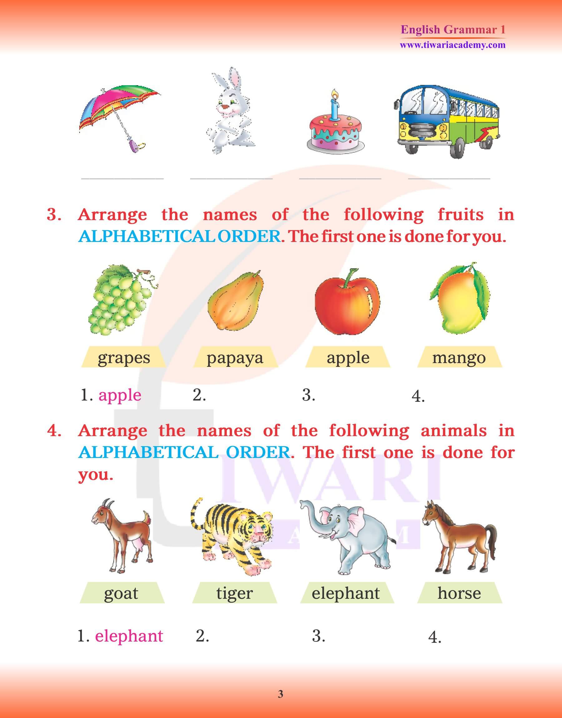 Class 1 English Grammar Chapter 1 The Alphabet Worksheets