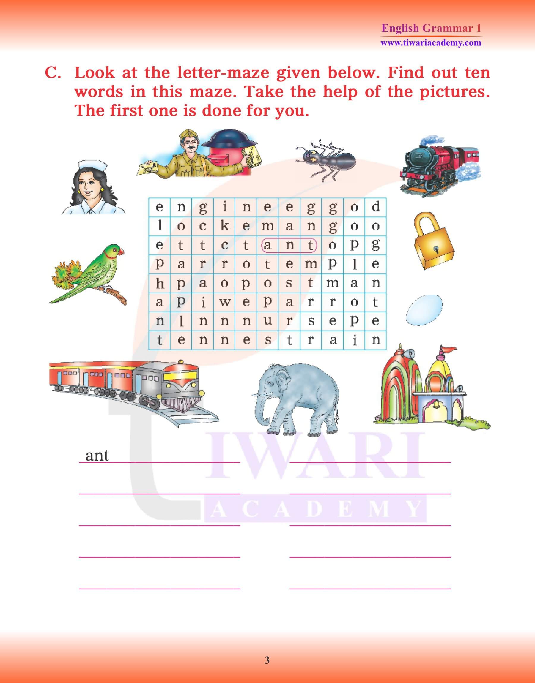 Class 1 English Grammar Chapter 14 Spell Well workbook