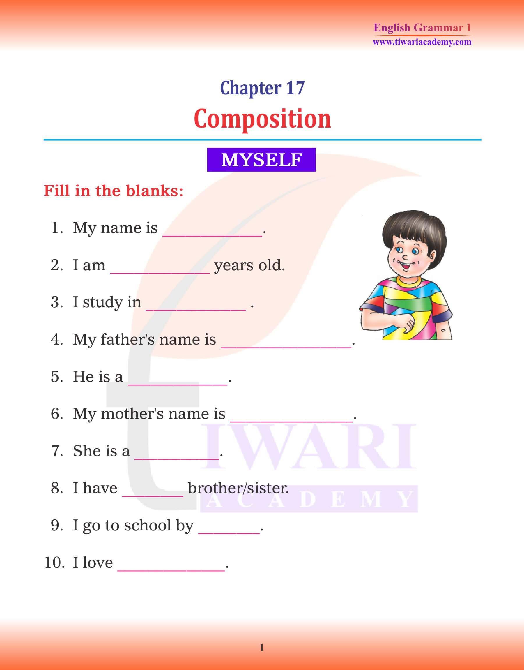 Class 1 English Grammar Chapter 17 Composition Myself