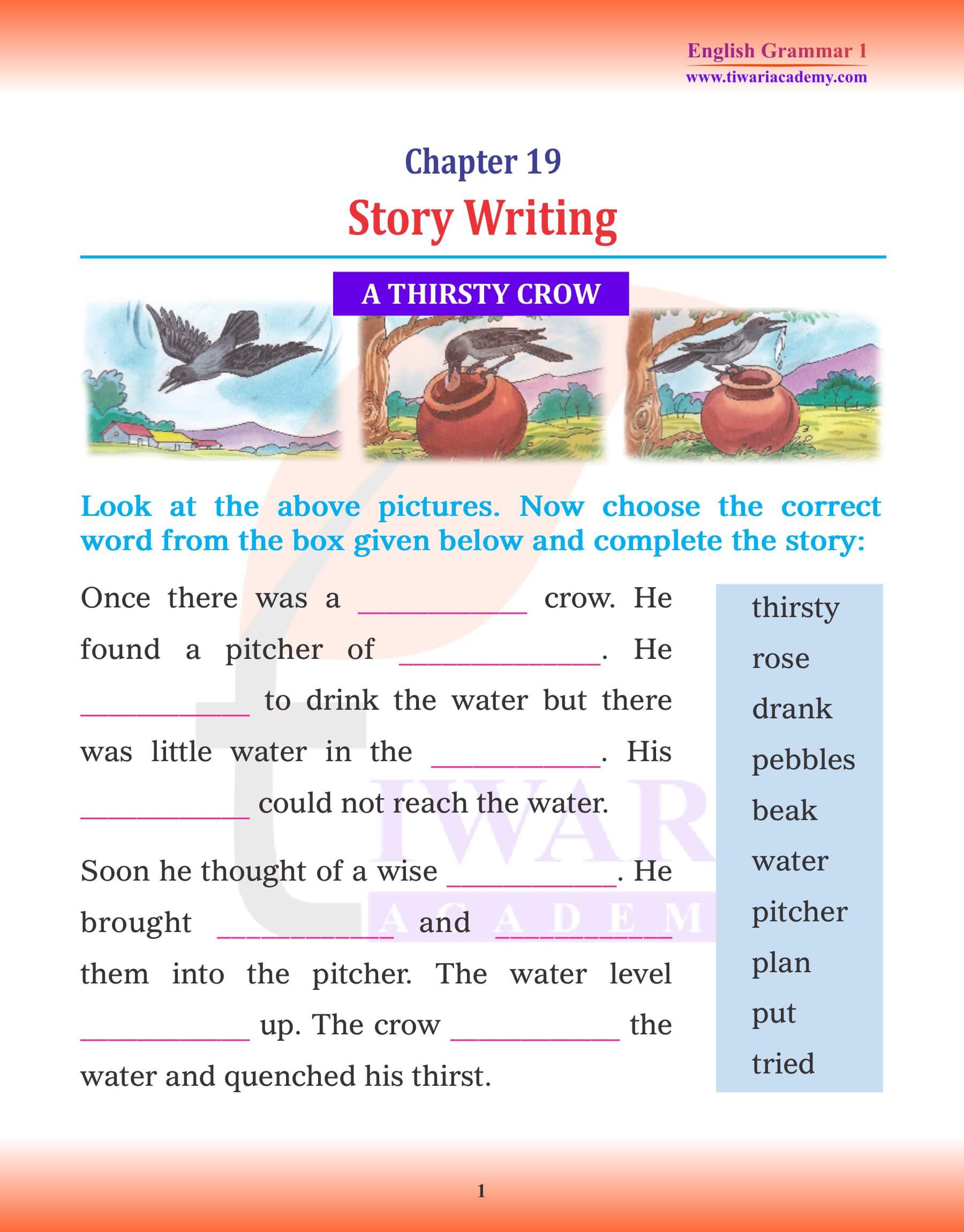 Class 1 English Grammar Chapter 19 Story Writing