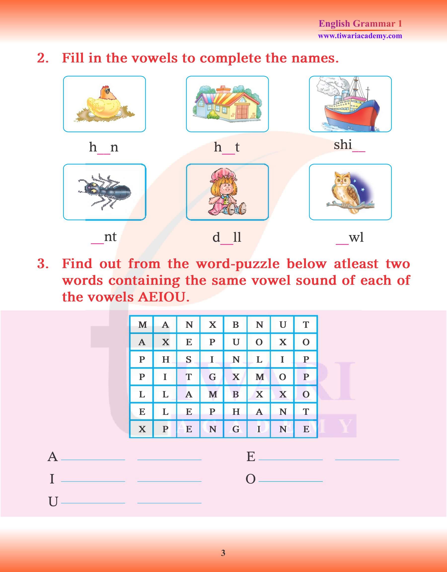 Class 1 Grammar Chapter 2 Consonants and Vowels