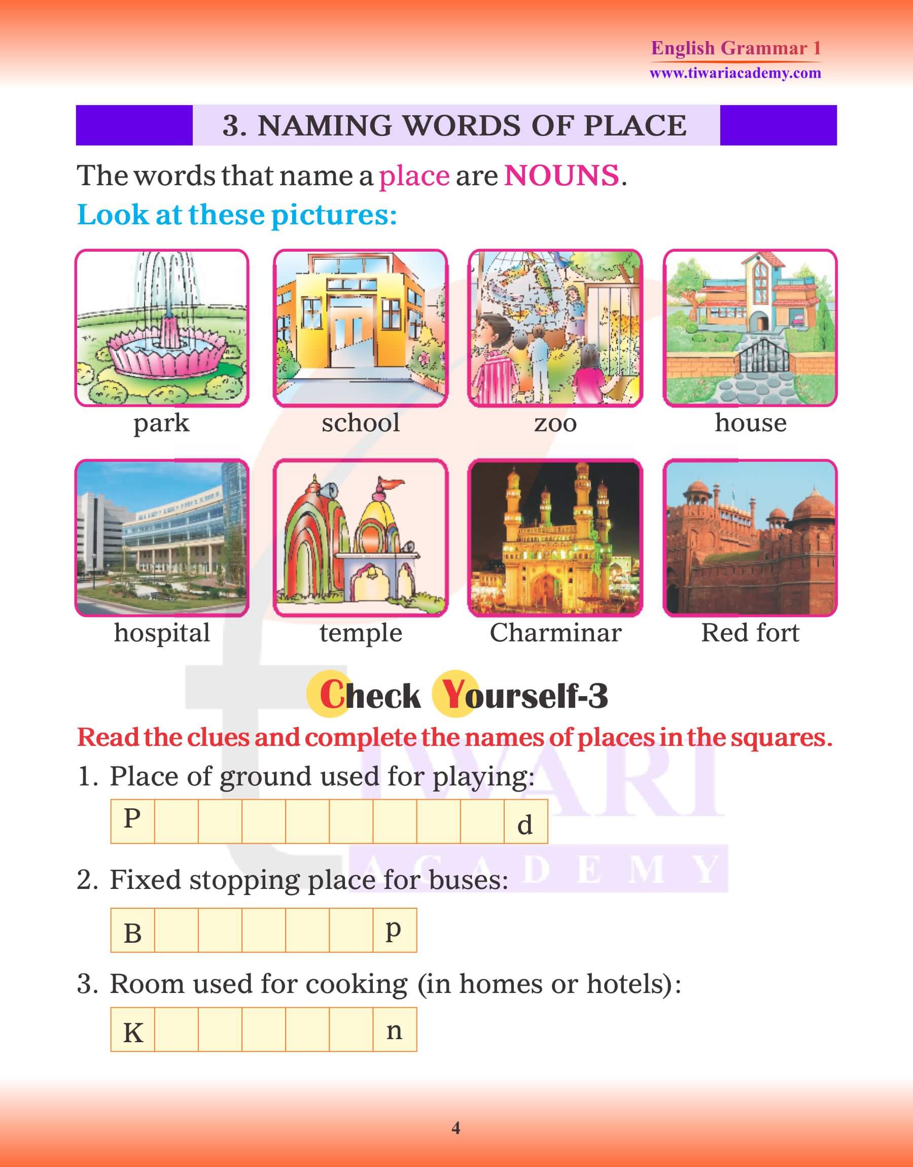 Class 1 English Grammar Chapter 3 Noun exercises