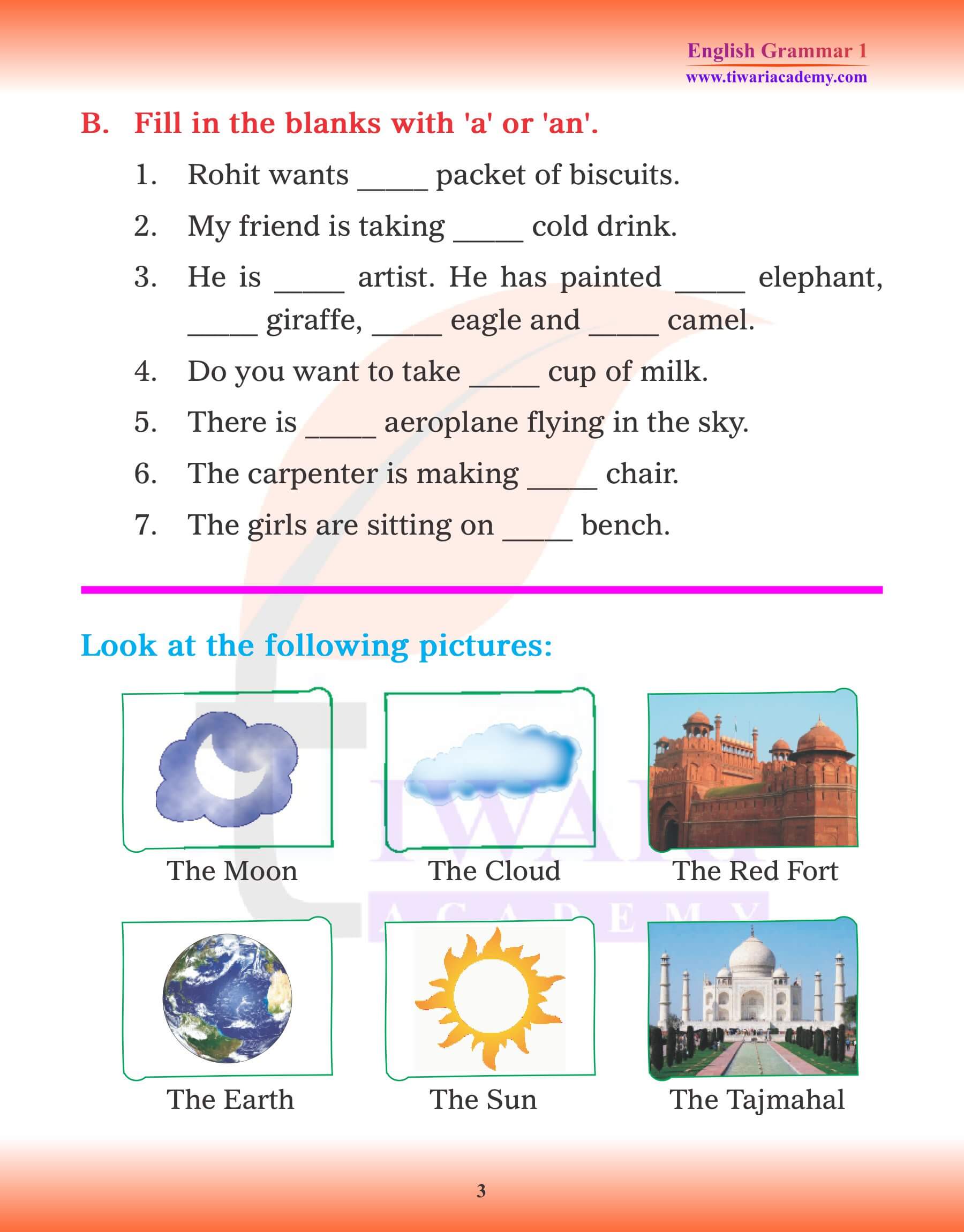 Class 1 English Grammar Articles revision
