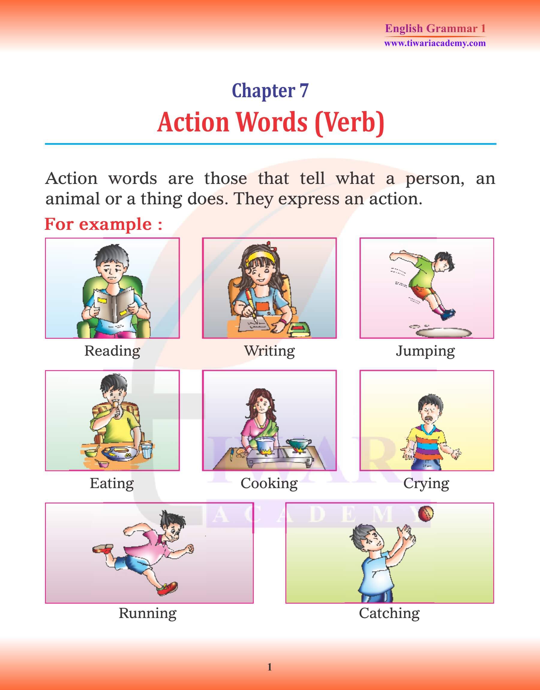 Class 1 English Grammar Chapter 7 Verb