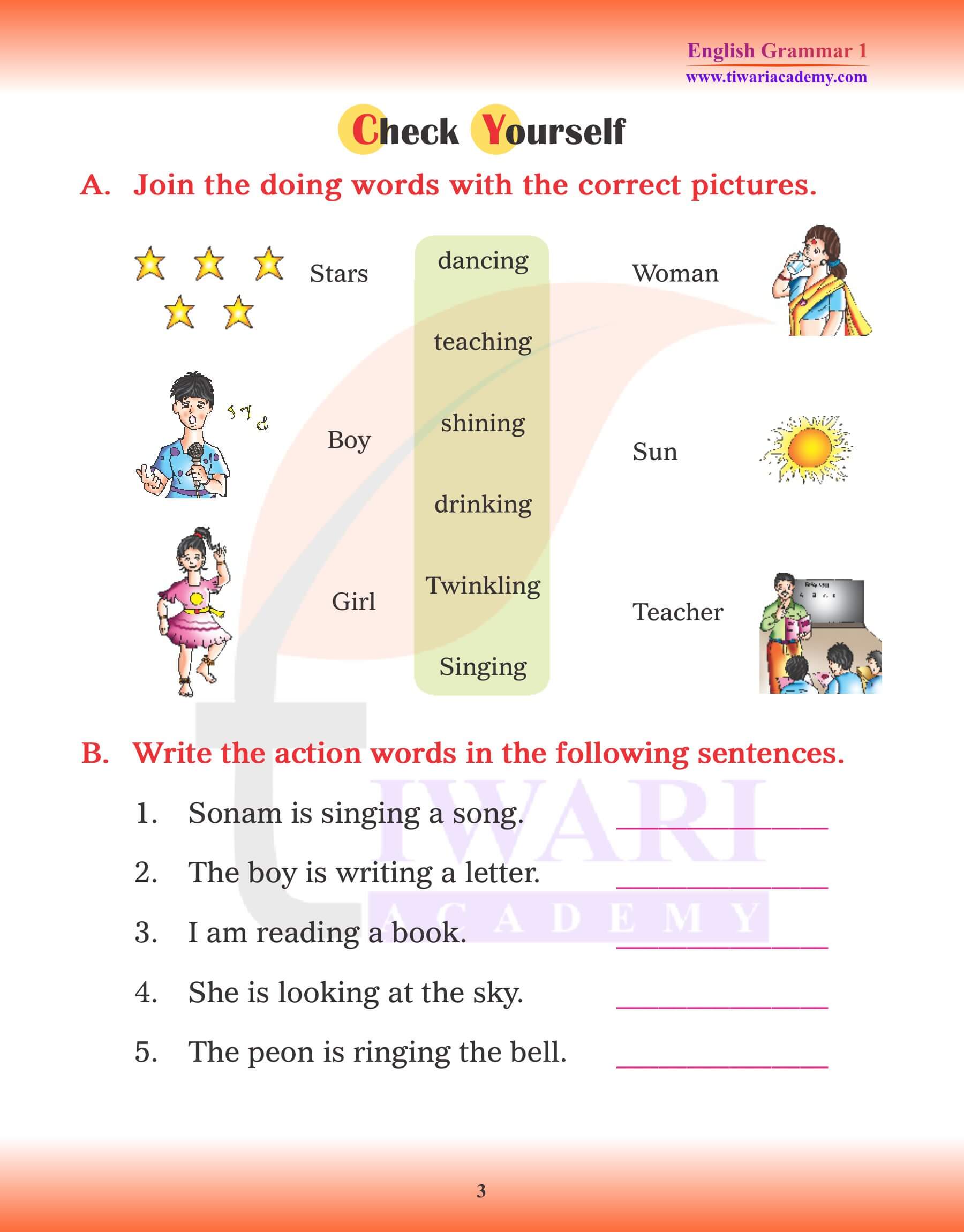 Class 1 English Grammar Verb Revision