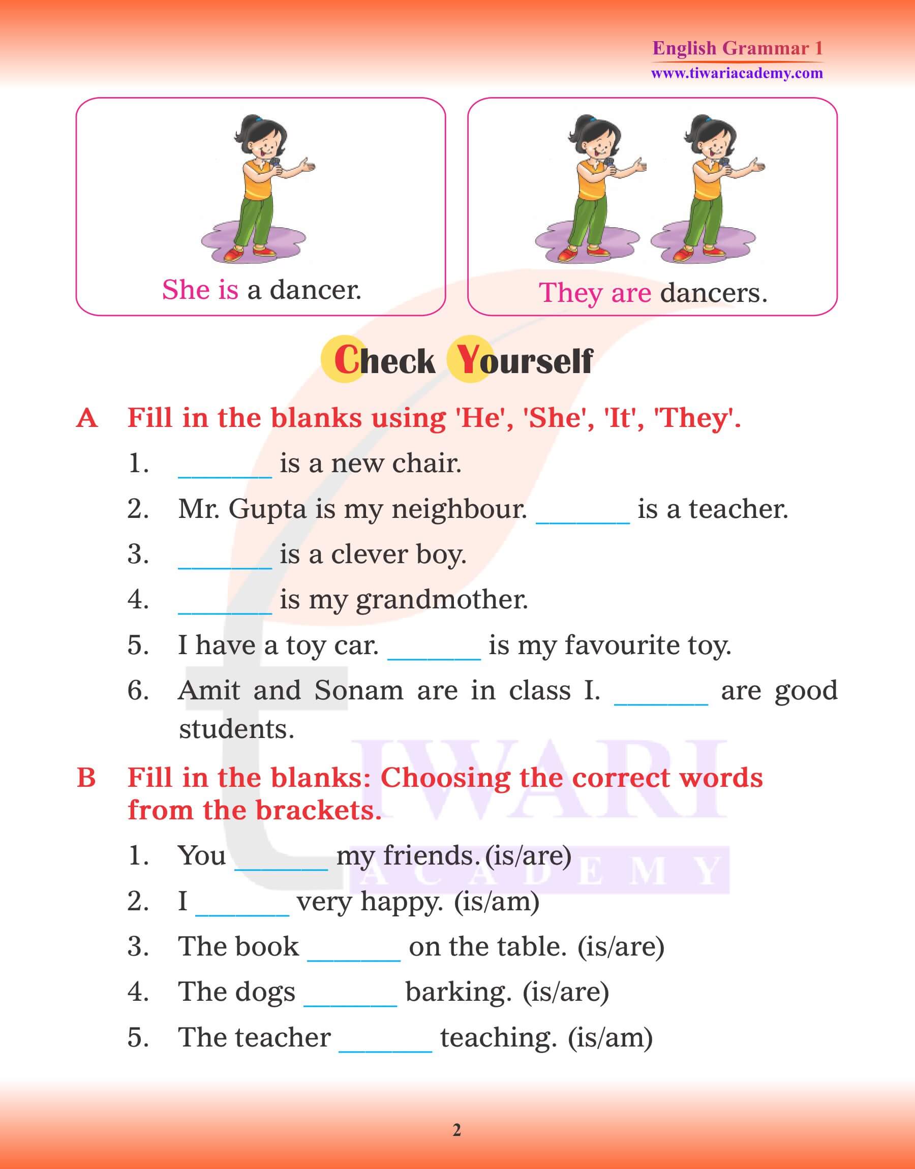 homework for class 1 english with answers