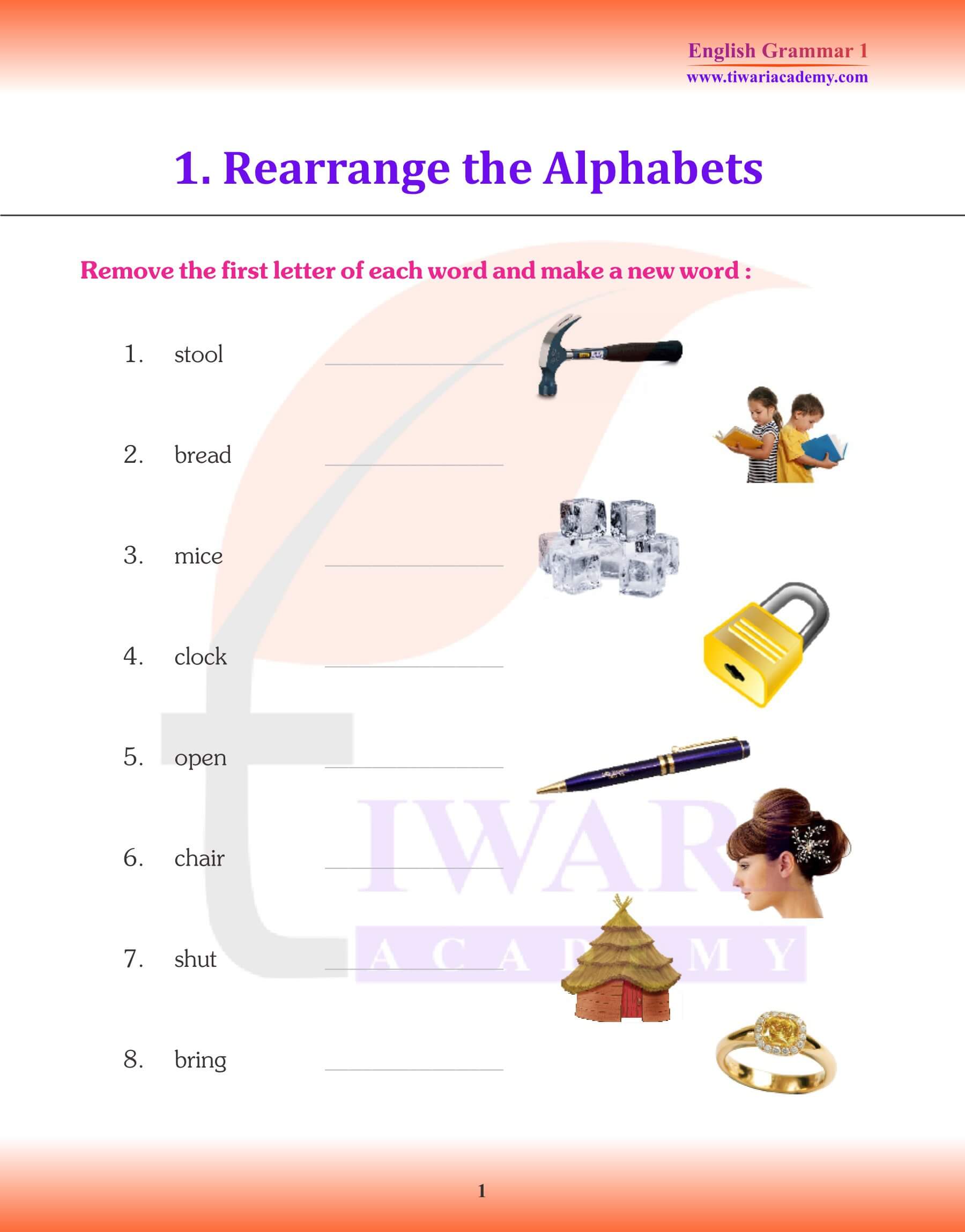 Class 1 English Grammar Chapter 1 The Alphabet Revision notes