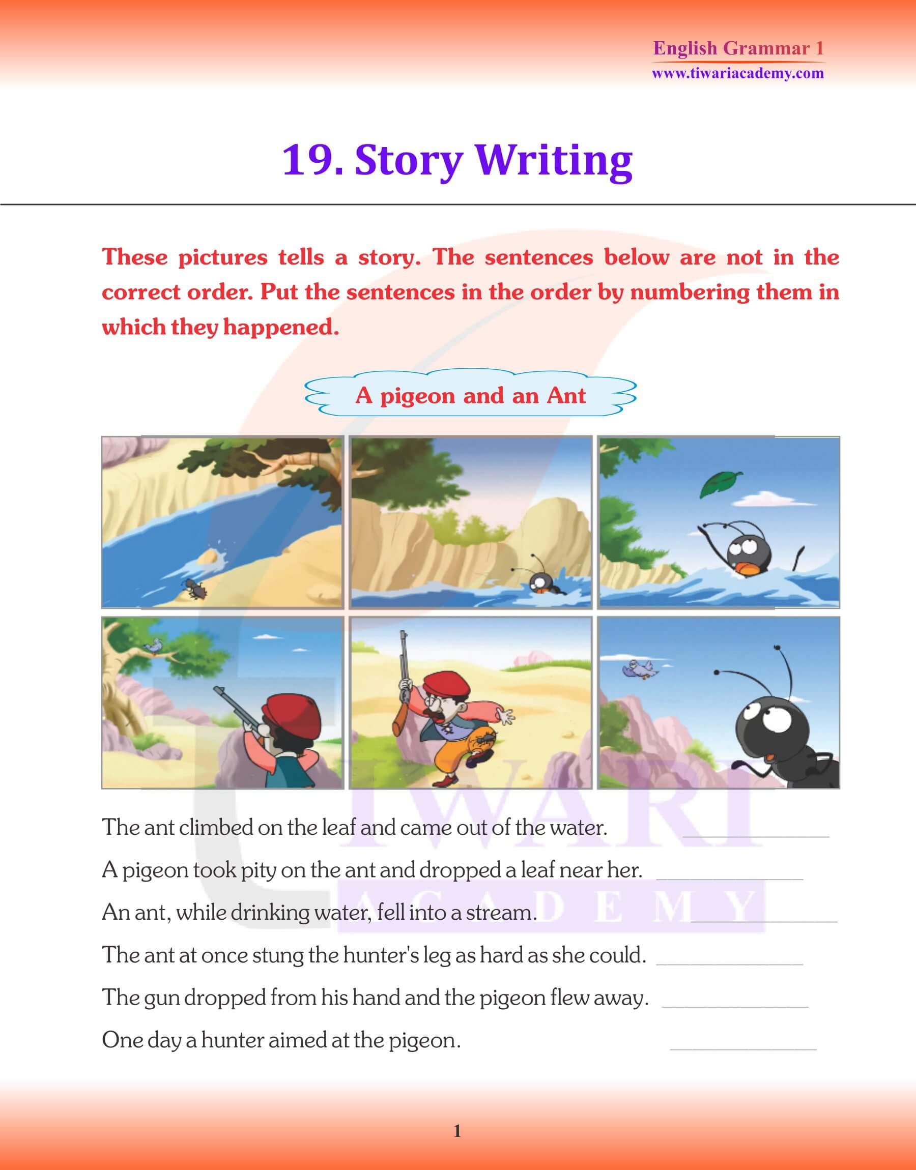 Class 1 English Grammar Chapter 19 Story Writing Revision book