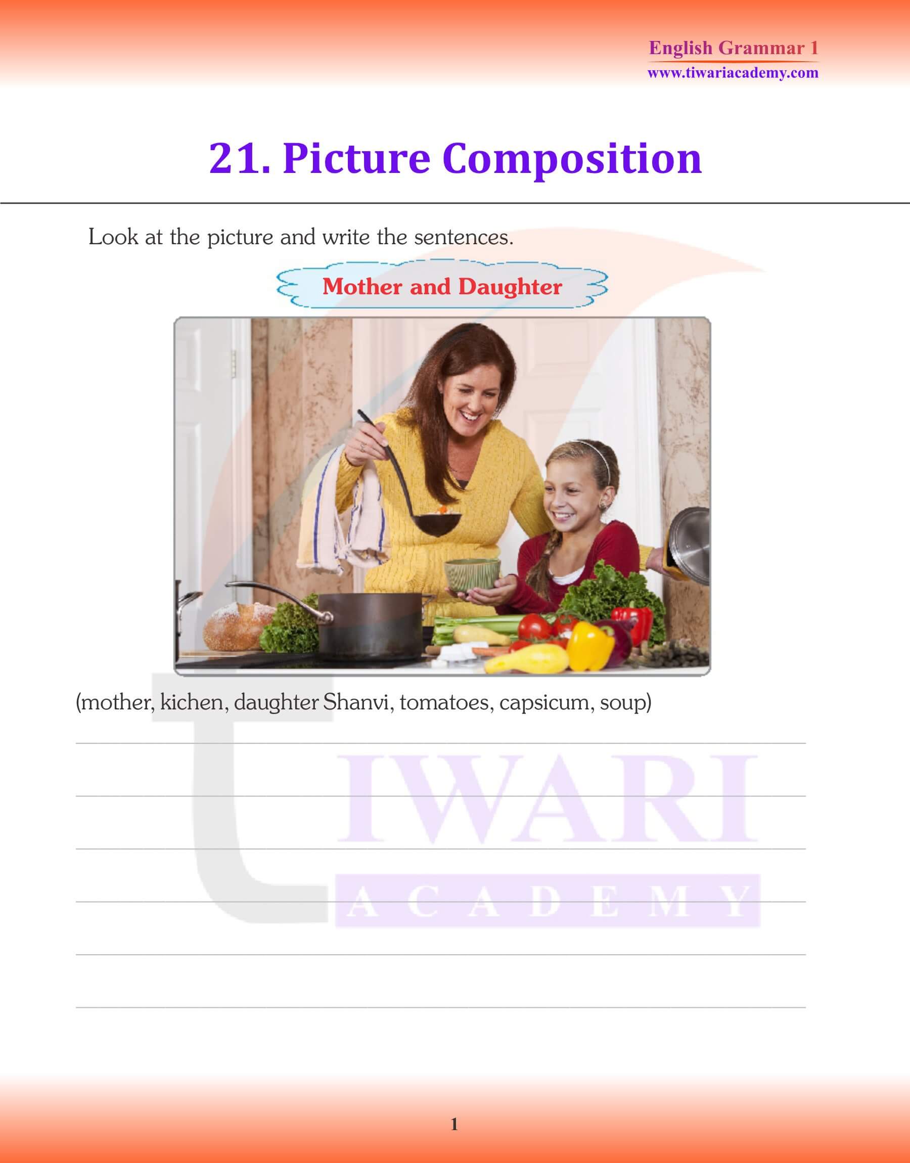 Class 1 English Grammar Chapter 21 Composition book