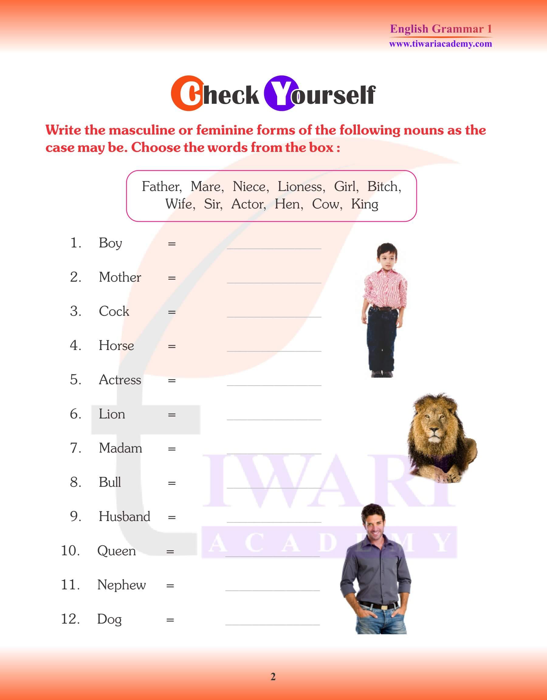 Class 1 English Grammar Chapter 6 Gender