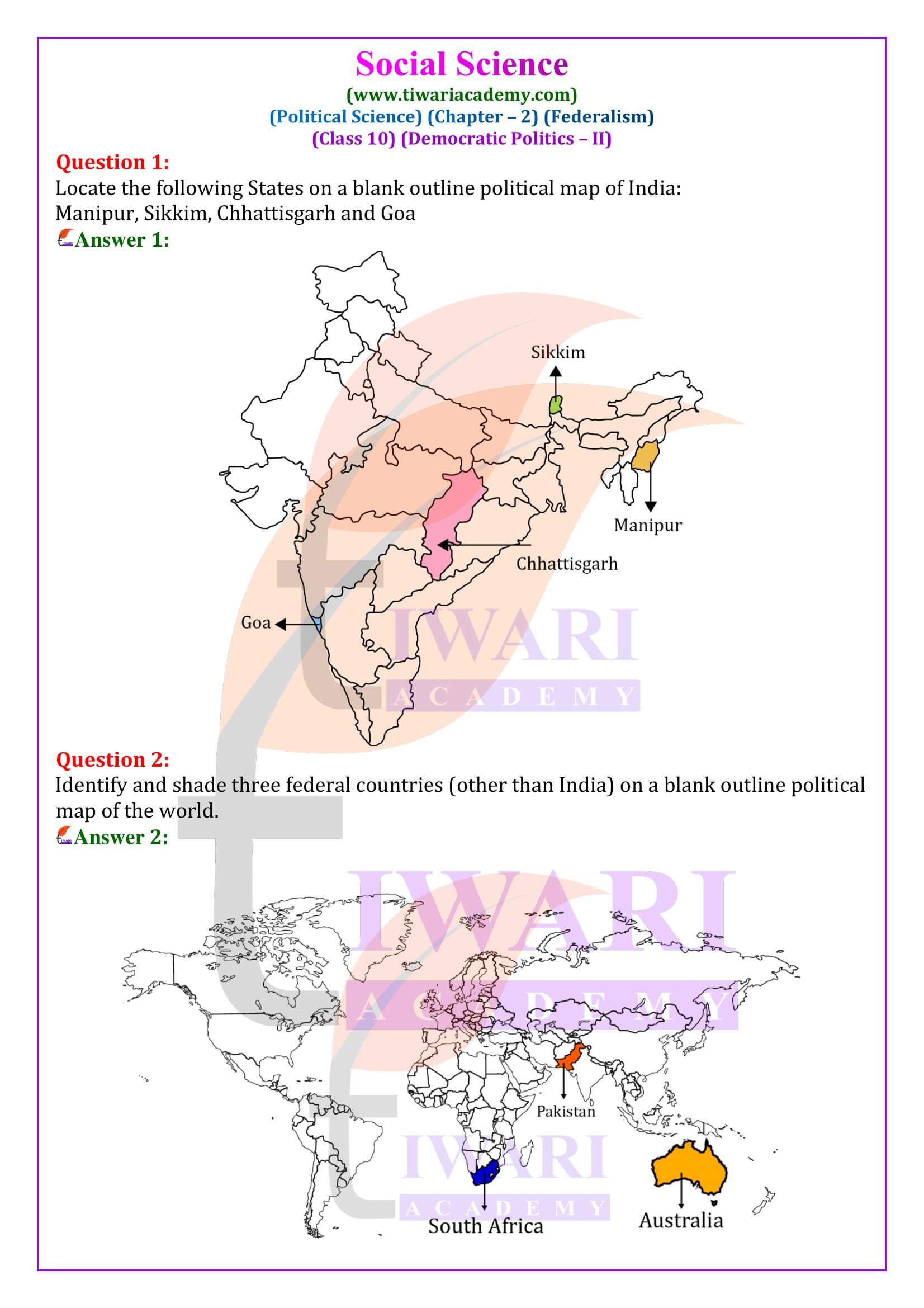 Class 10 Civics Chapter 2 Federalism