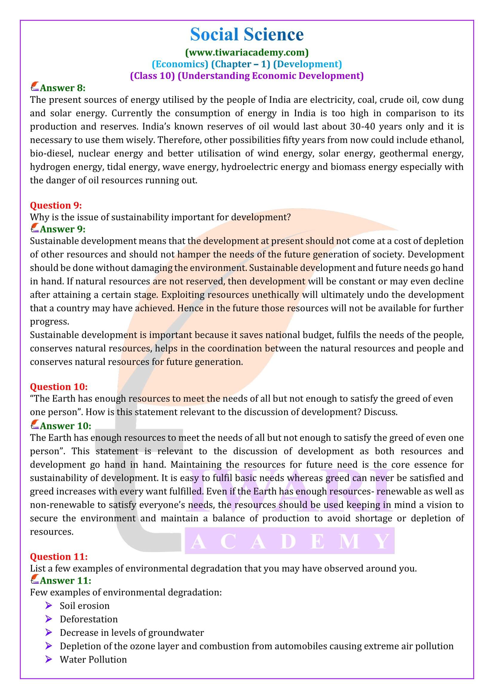 NCERT Solutions for Class 10 Economics Chapter 1