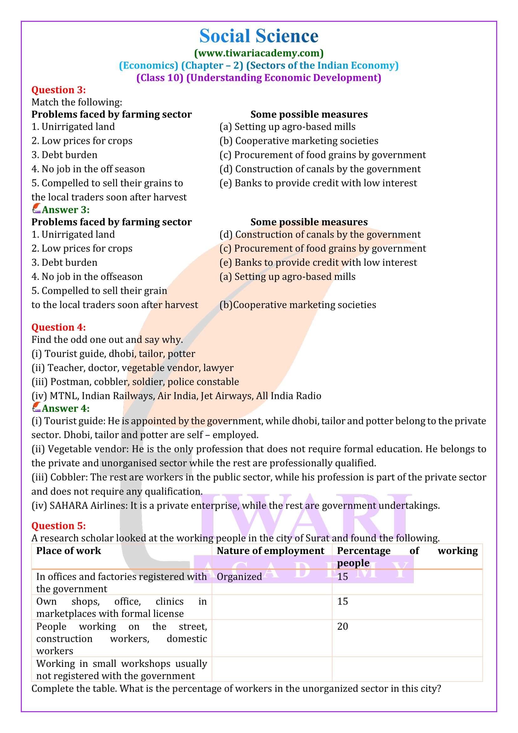 NCERT Solutions for Class 10 Economics Chapter 2