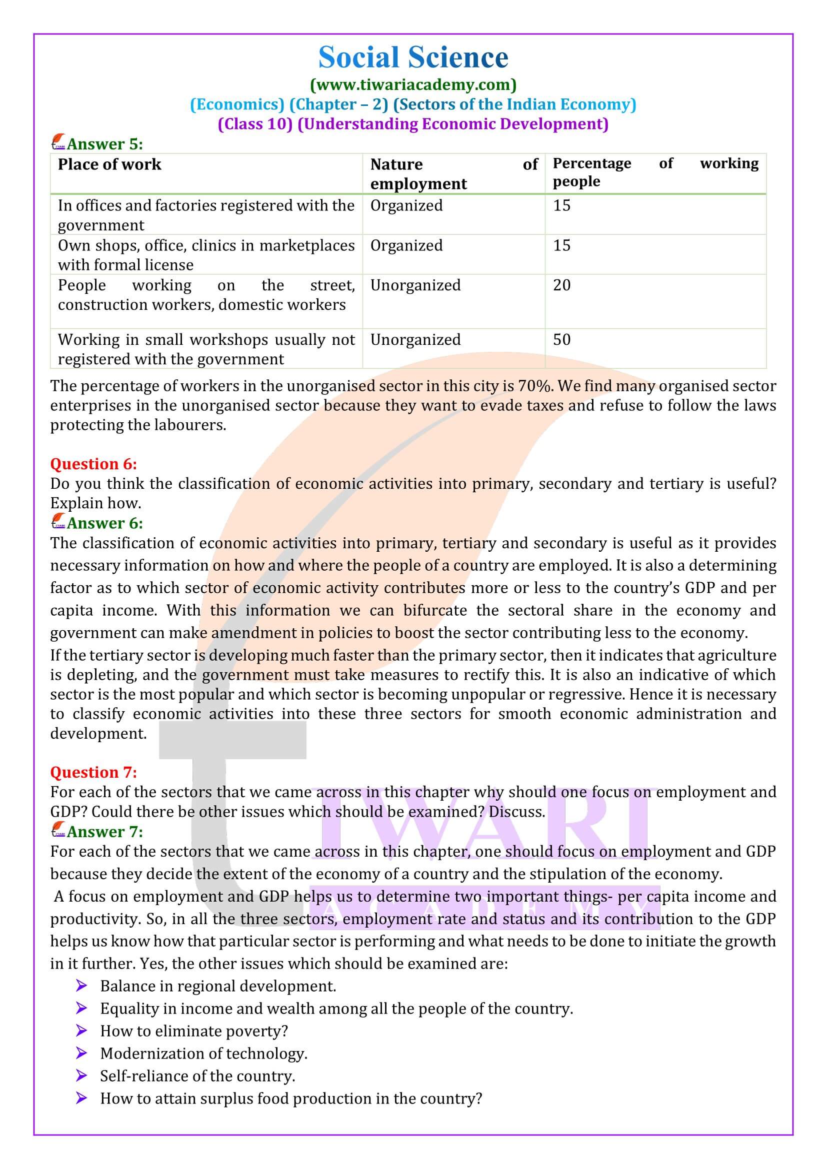 NCERT Solutions for Class 10 Economics Chapter 2 in English Medium