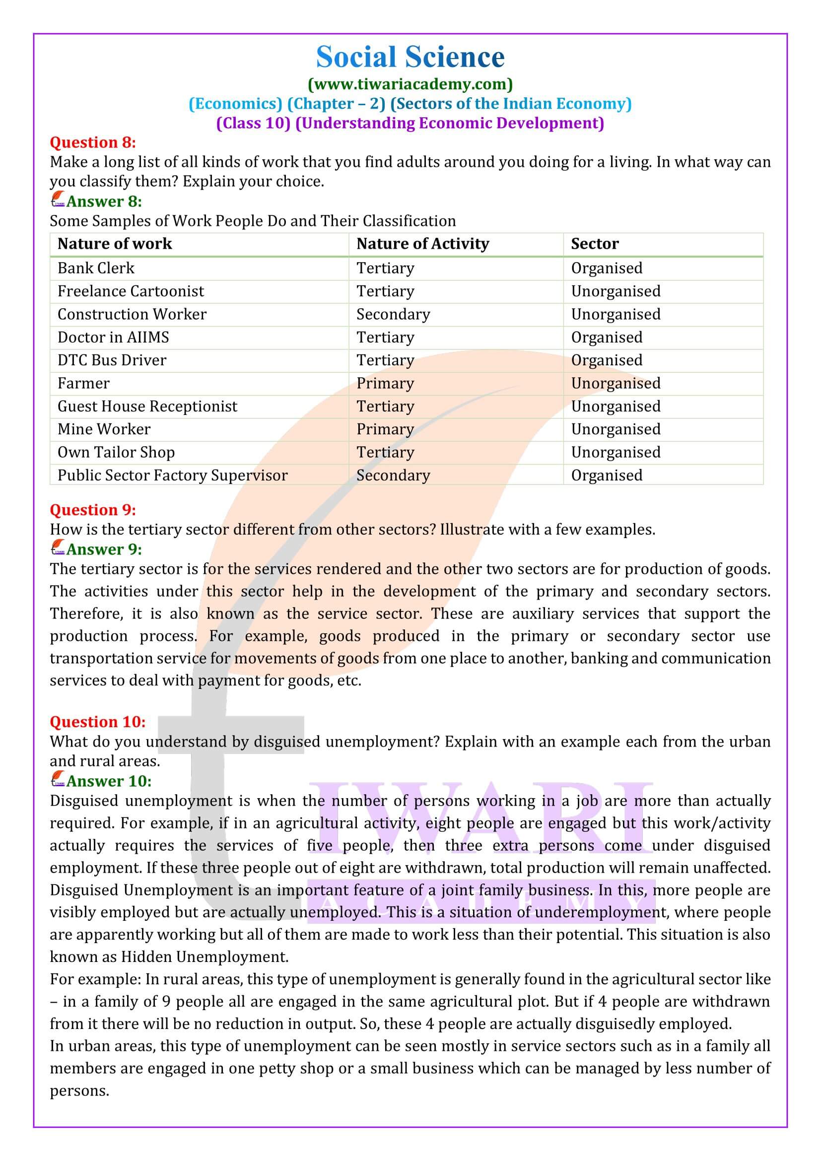 NCERT Solutions for Class 10 Economics Chapter 2 updated