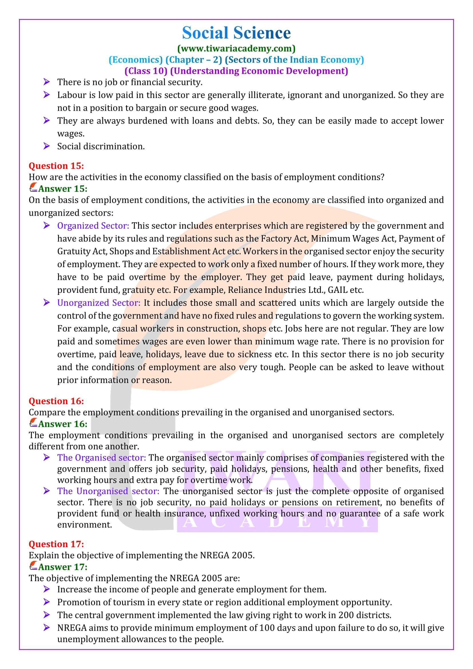 Class 10 Economics Chapter 2 Question Answers