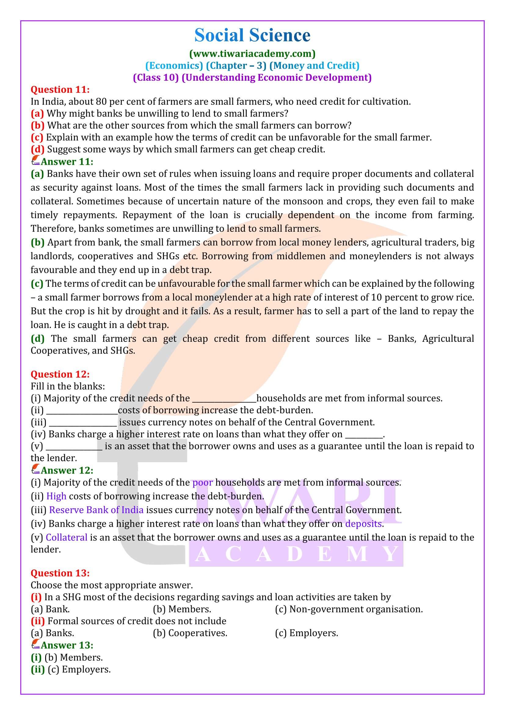 NCERT Solutions for Class 10 Economics Chapter 3 updated