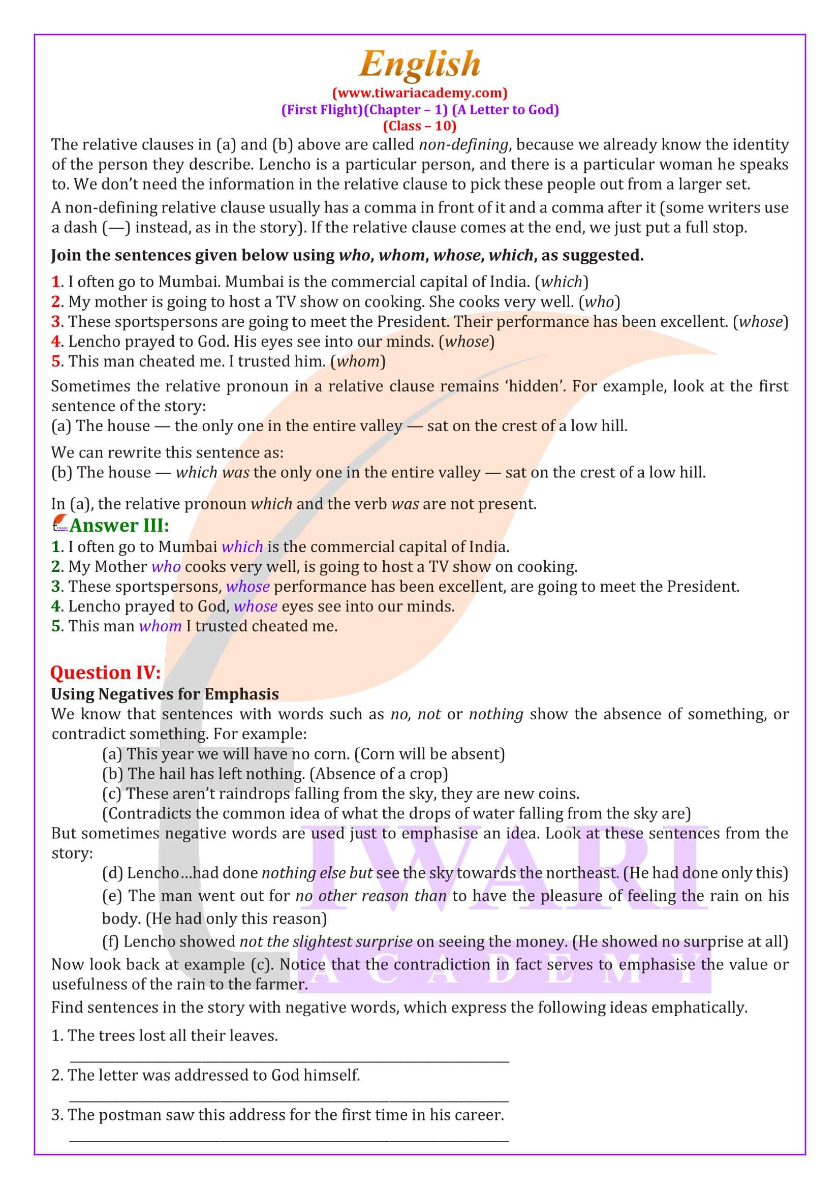 Class 10 English First Flight Chapter 1