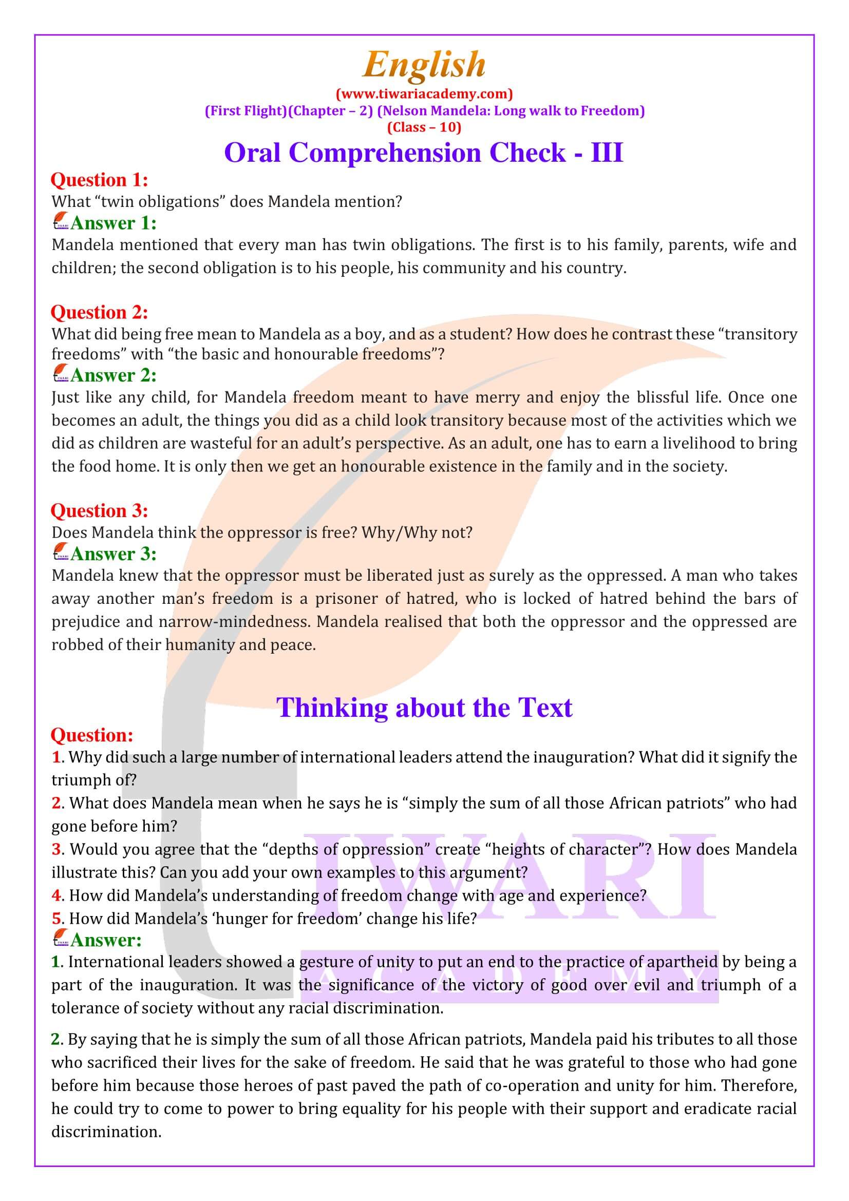 NCERT Solutions for Class 10 English First Flight Chapter 2