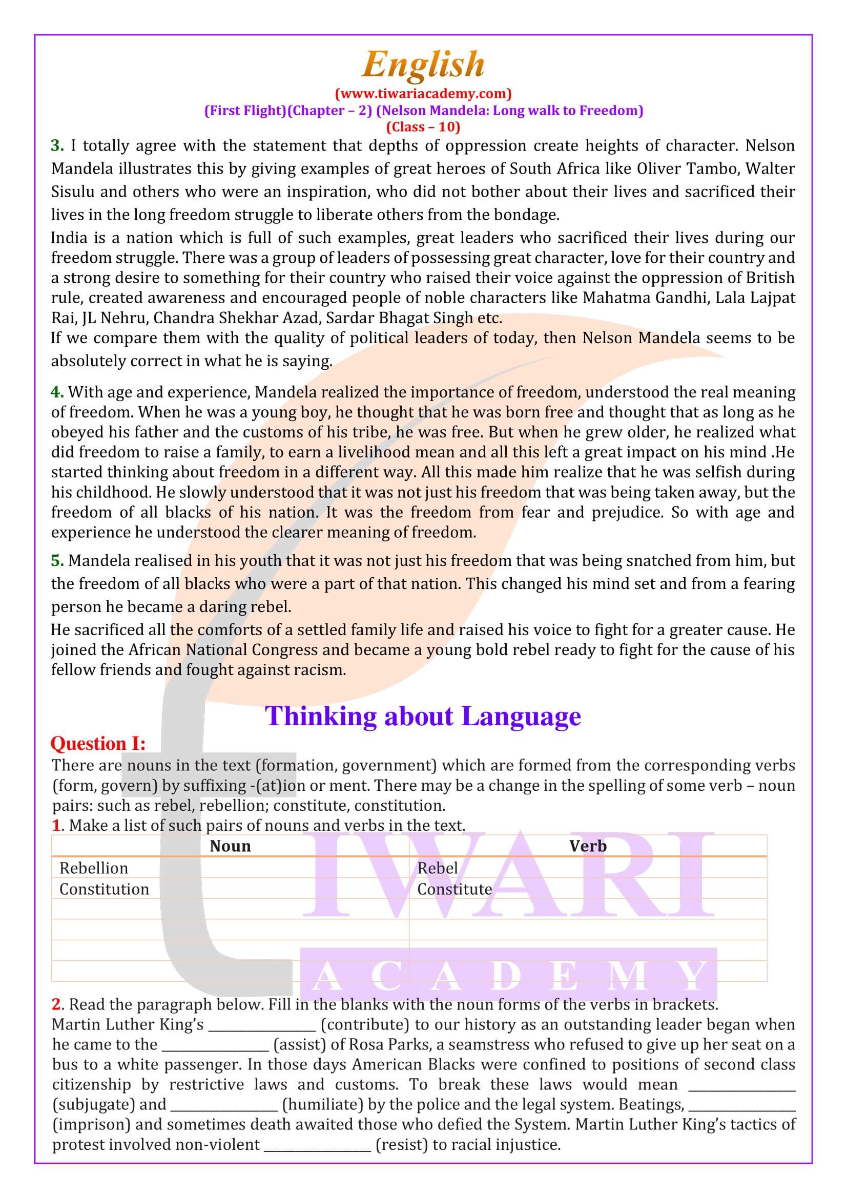 NCERT Solutions for Class 10 English First Flight Chapter 2 Question Answers