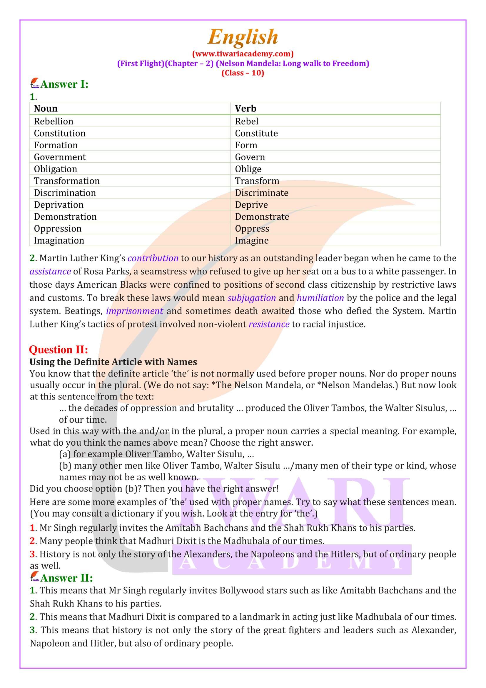 Class 10 English First Flight Chapter 2