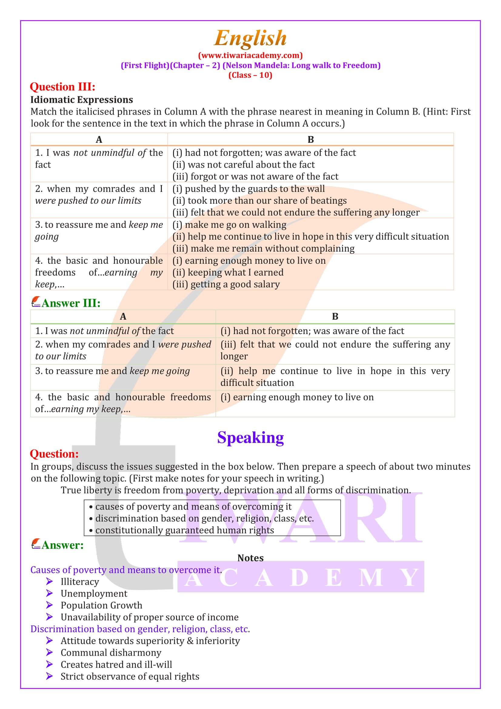 Class 10 English First Flight Chapter 2 Question Answers