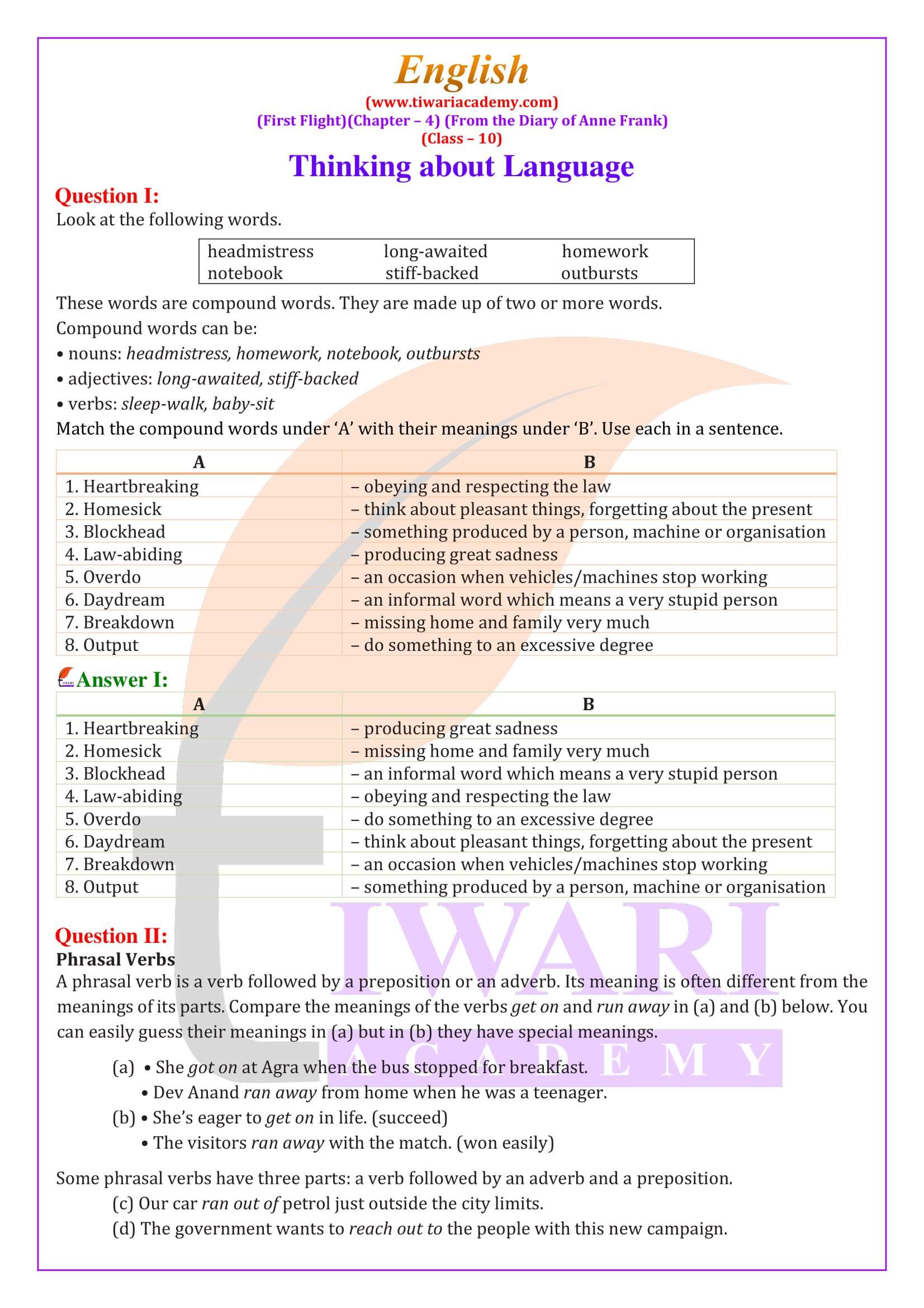 NCERT Solutions for Class 10 English First Flight Chapter 4