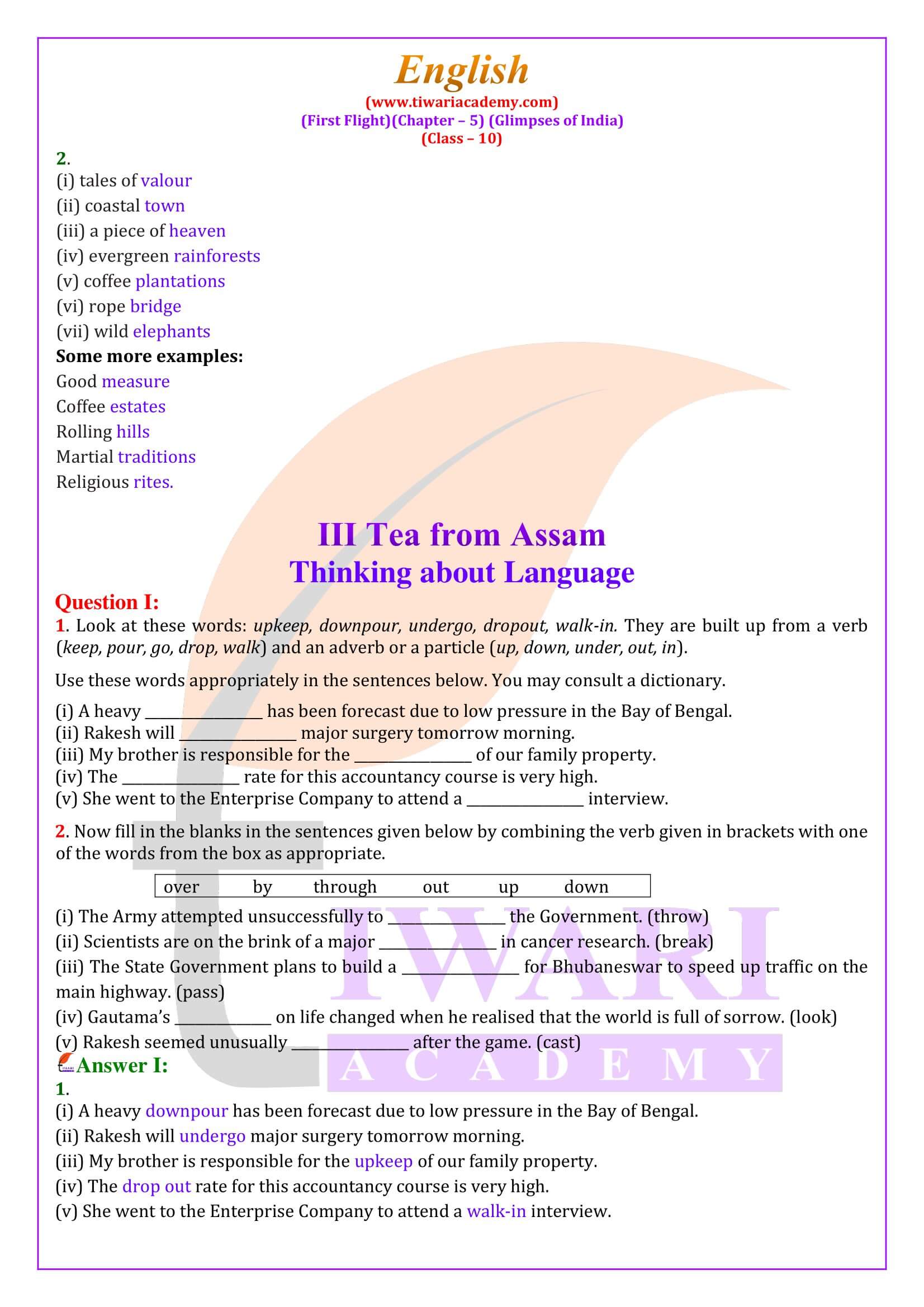 Class 10 English First Flight Chapter 5 Glimpses of India updated for new session