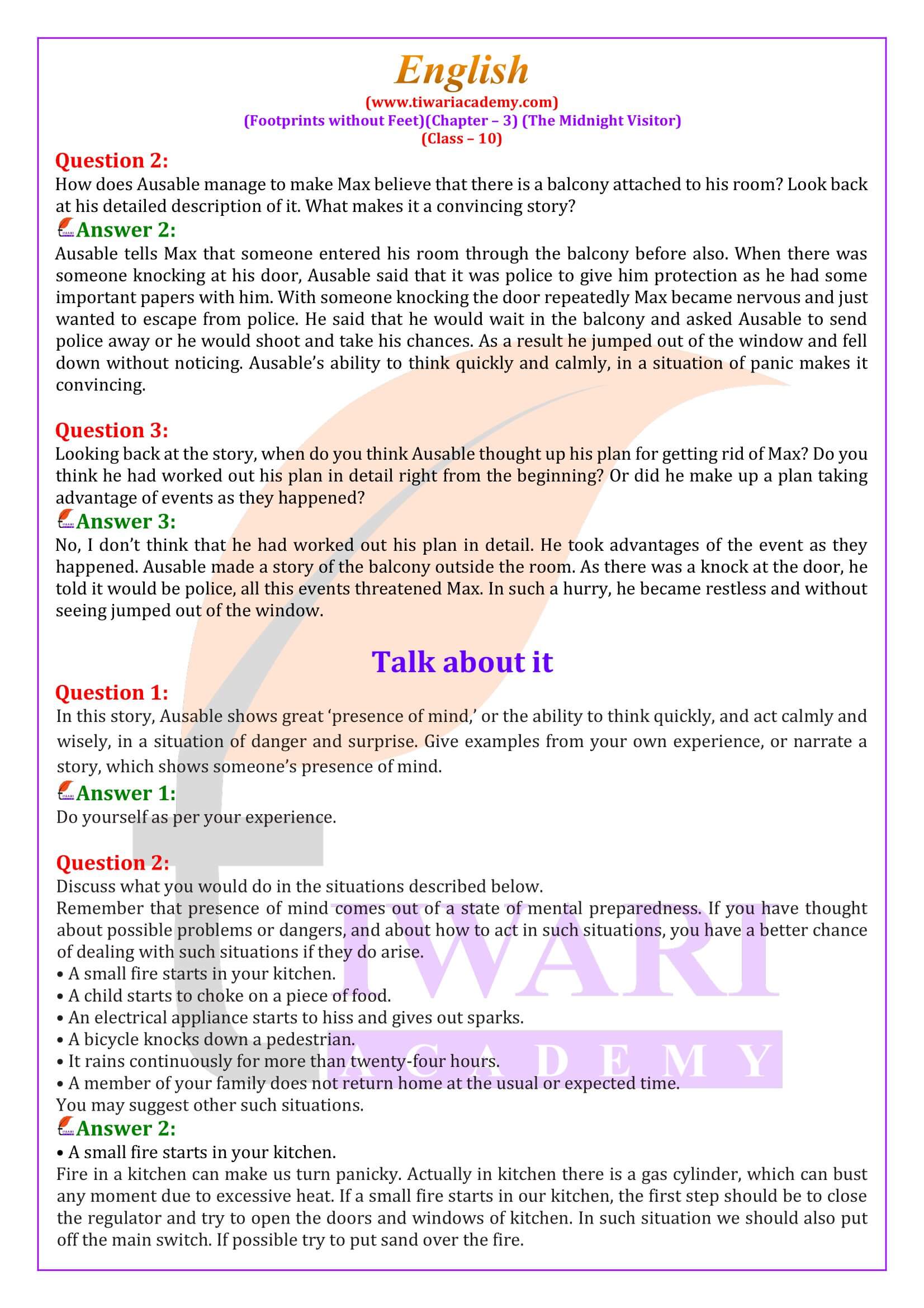 NCERT Solutions for Class 10 English Chapter 3