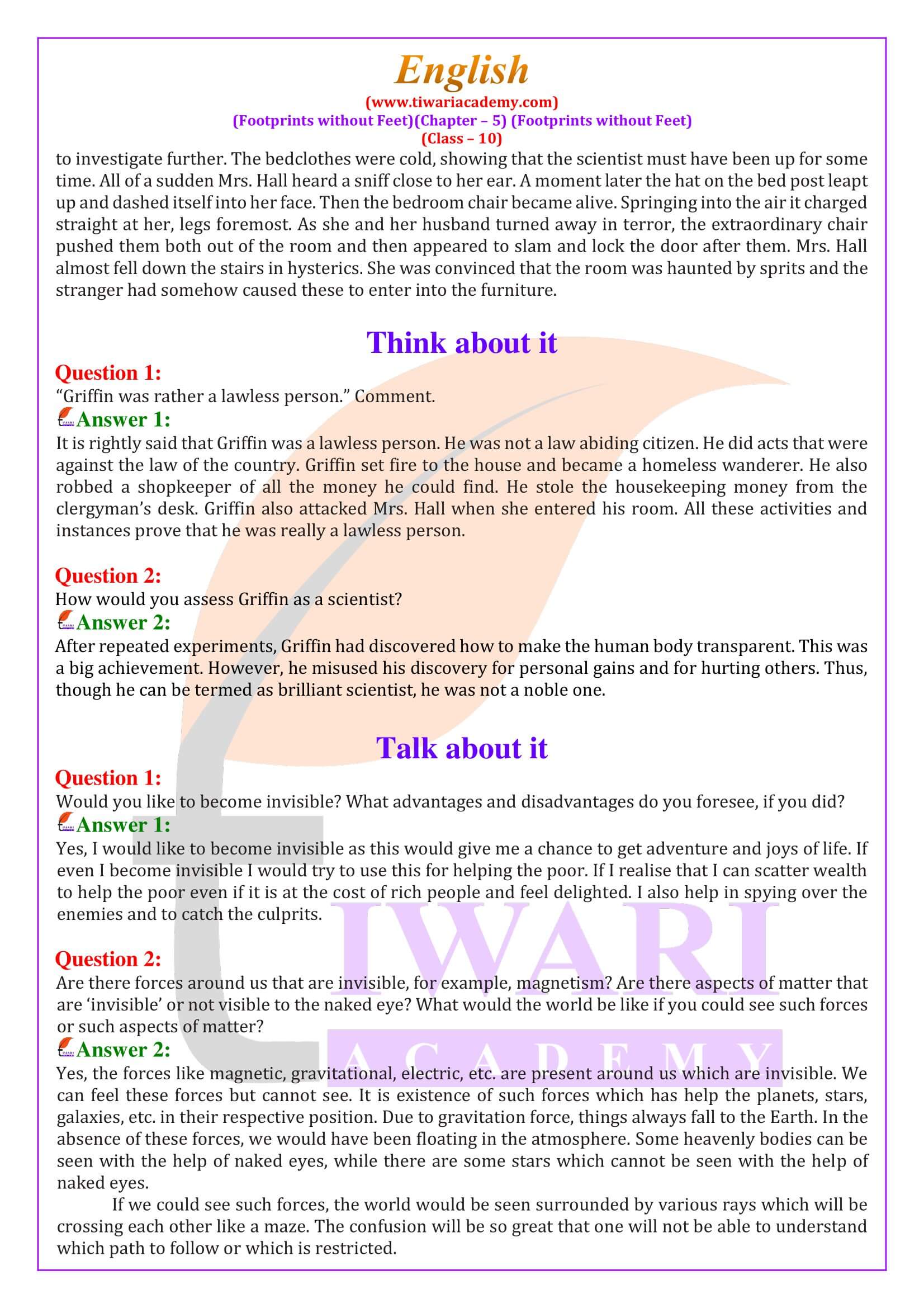 NCERT Solutions for Class 10 English Chapter 5