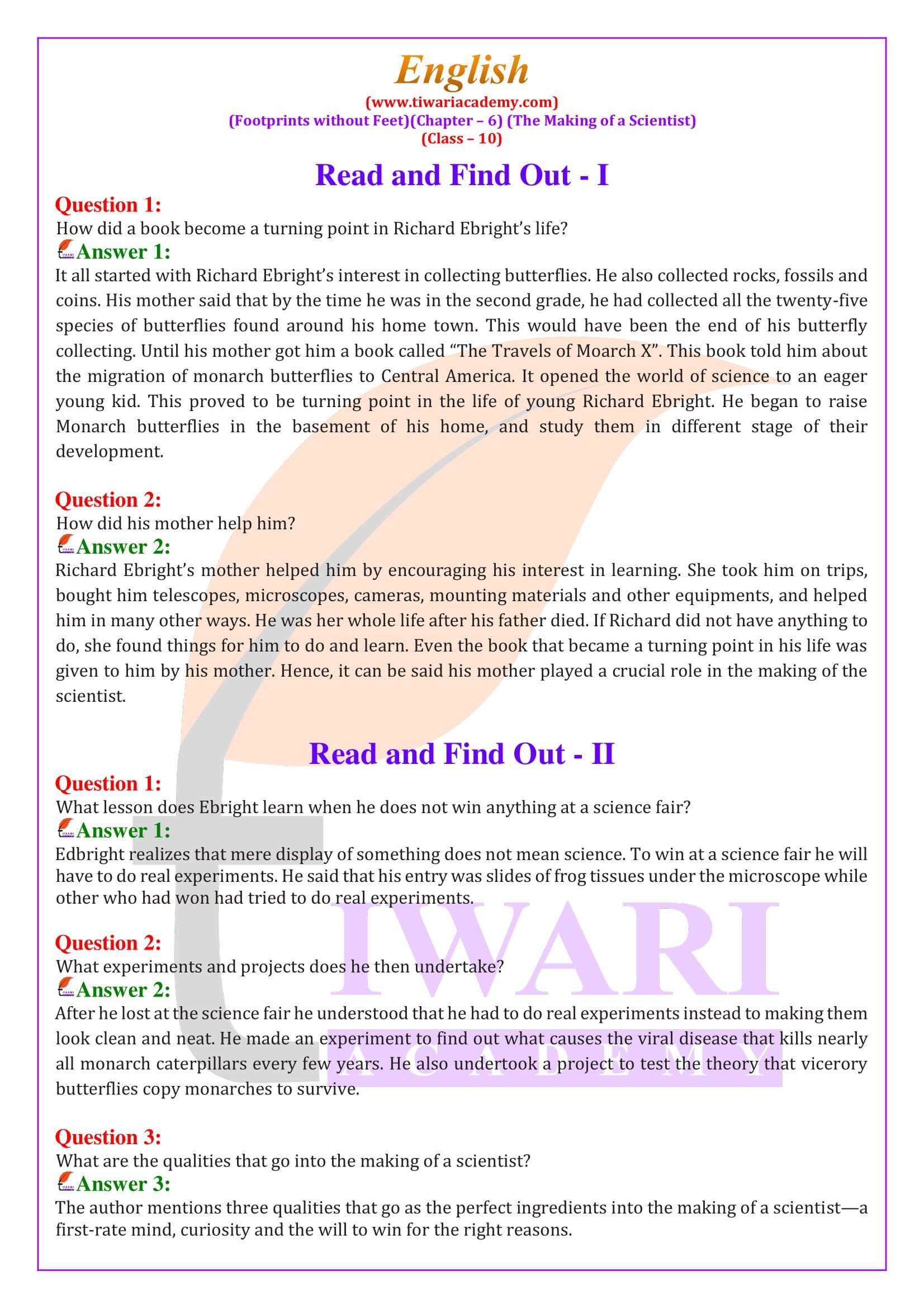 NCERT Solutions for Class 10 English Chapter 6