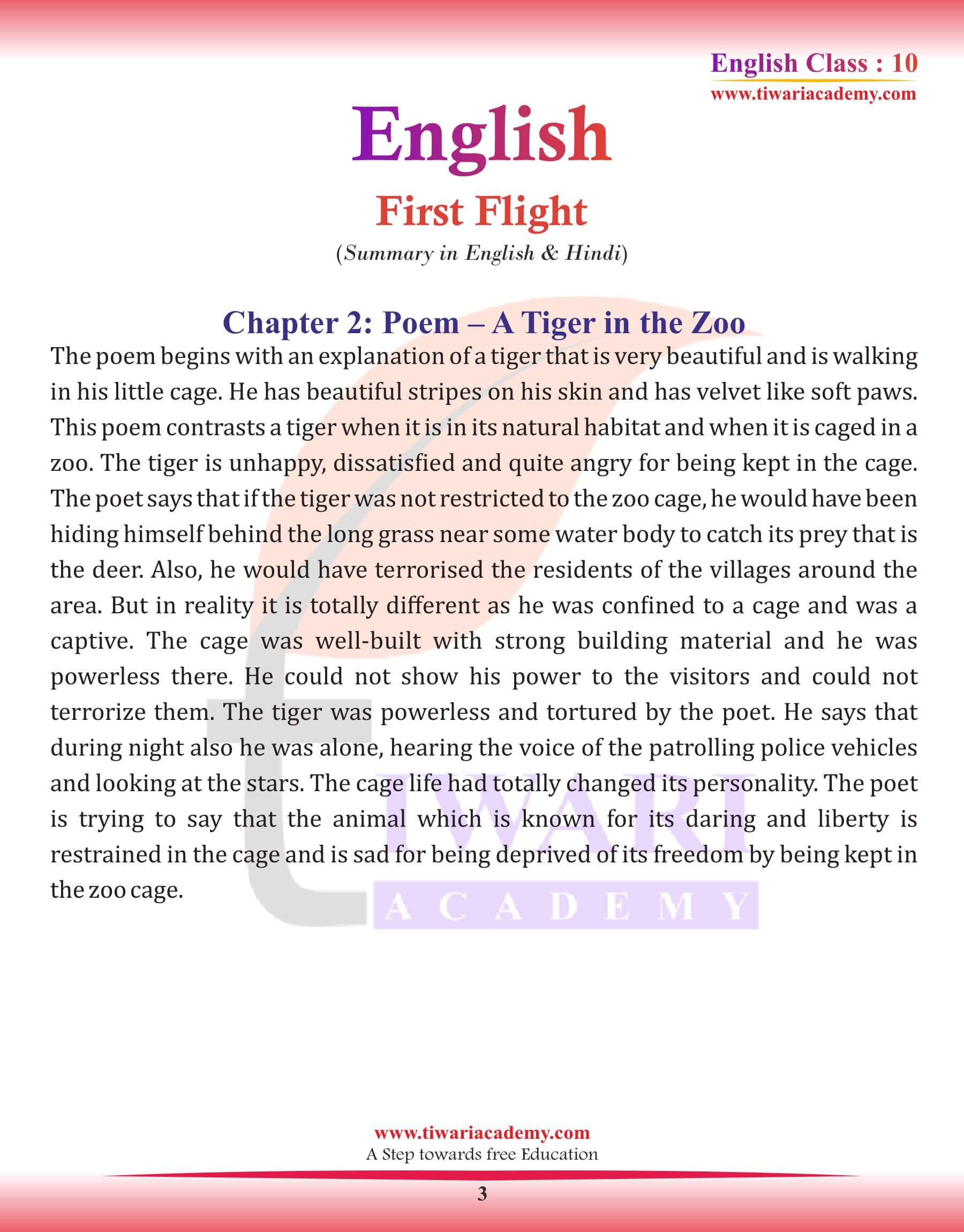 Class 10 English Chapter 2 Summery in English Medium