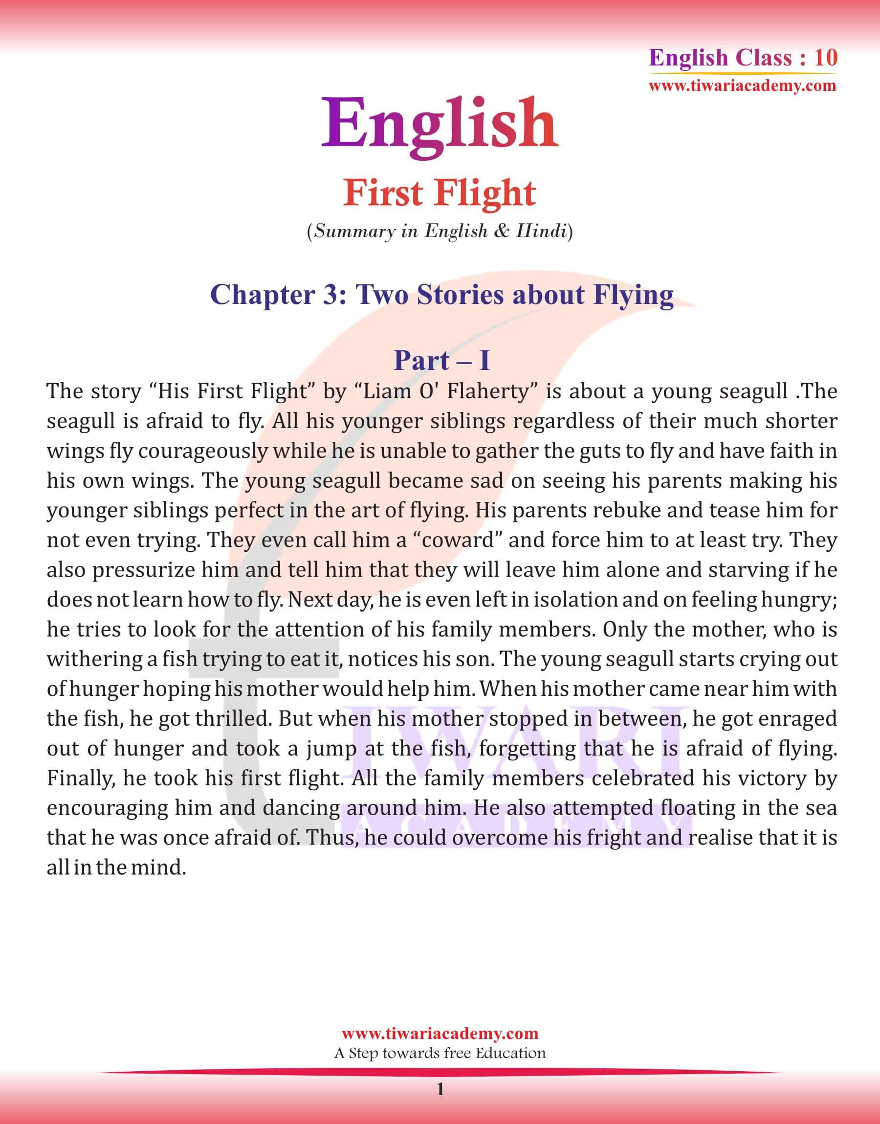 Class 10 English Chapter 3 Summary in Hindi and English