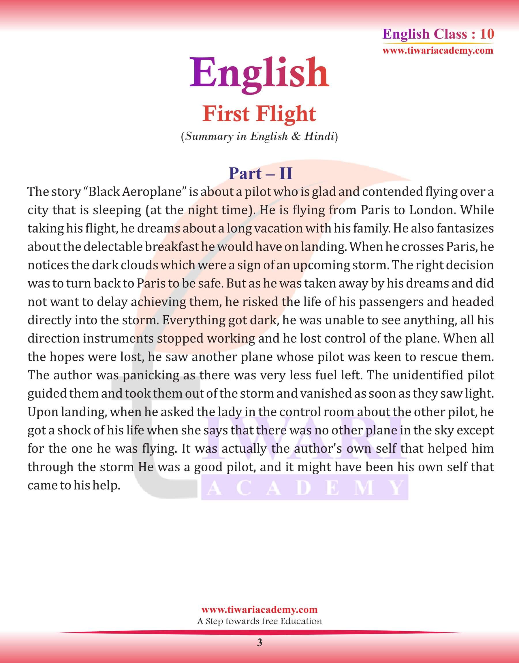 Class 10 English Chapter 3 Summary in English