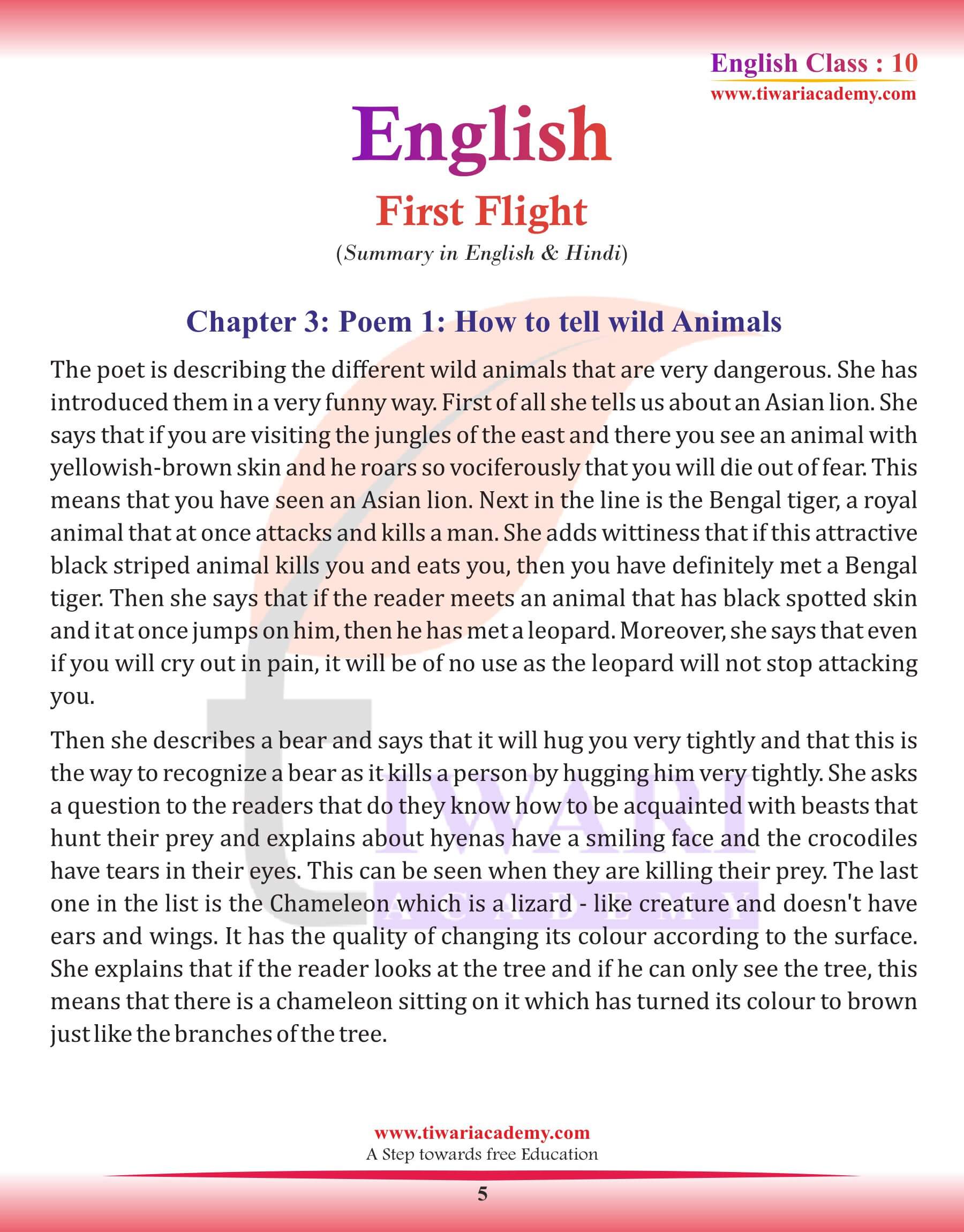 Class 10 English Chapter 3 Summary in English Medium