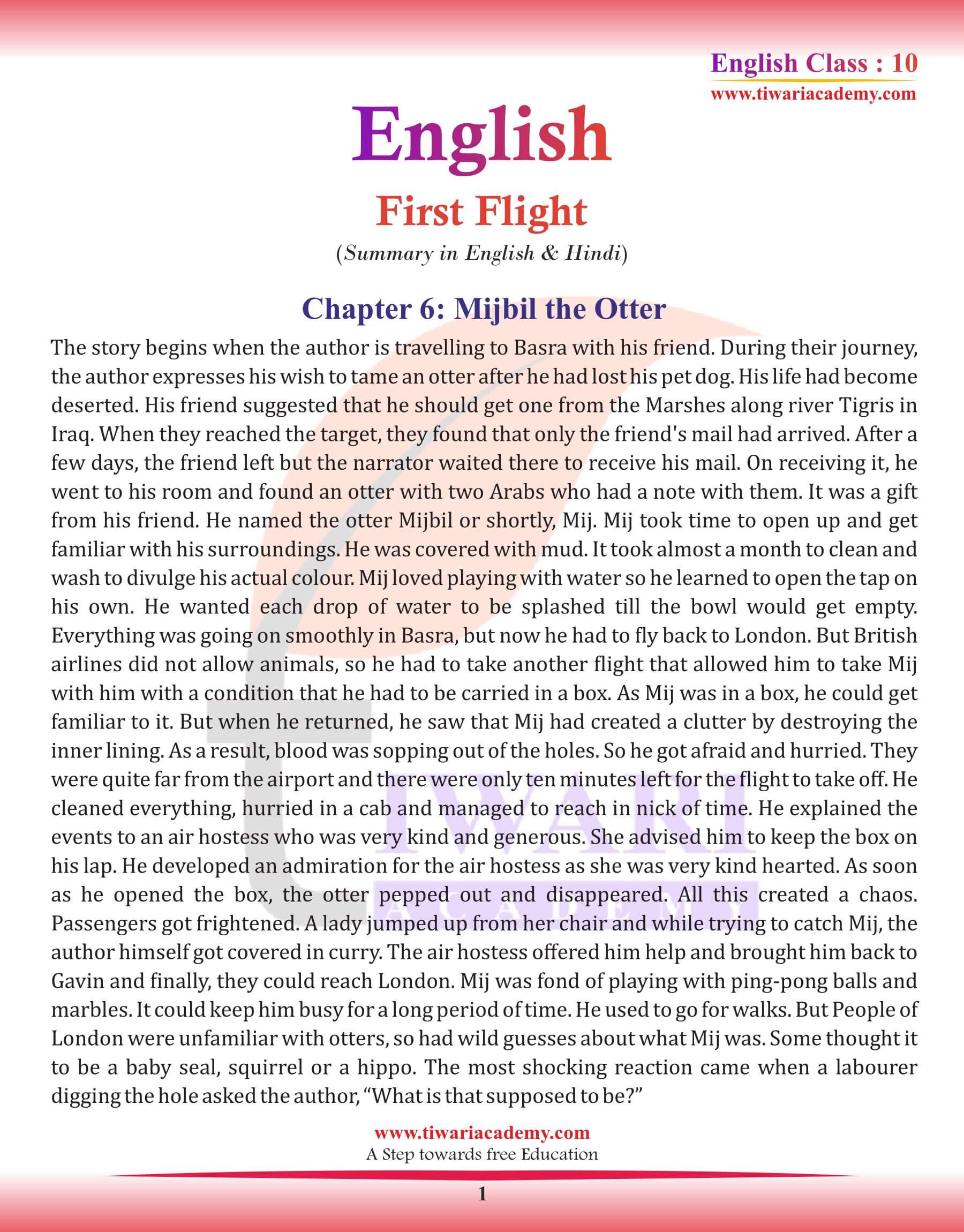 Class 10 English Chapter 6 Summery in English