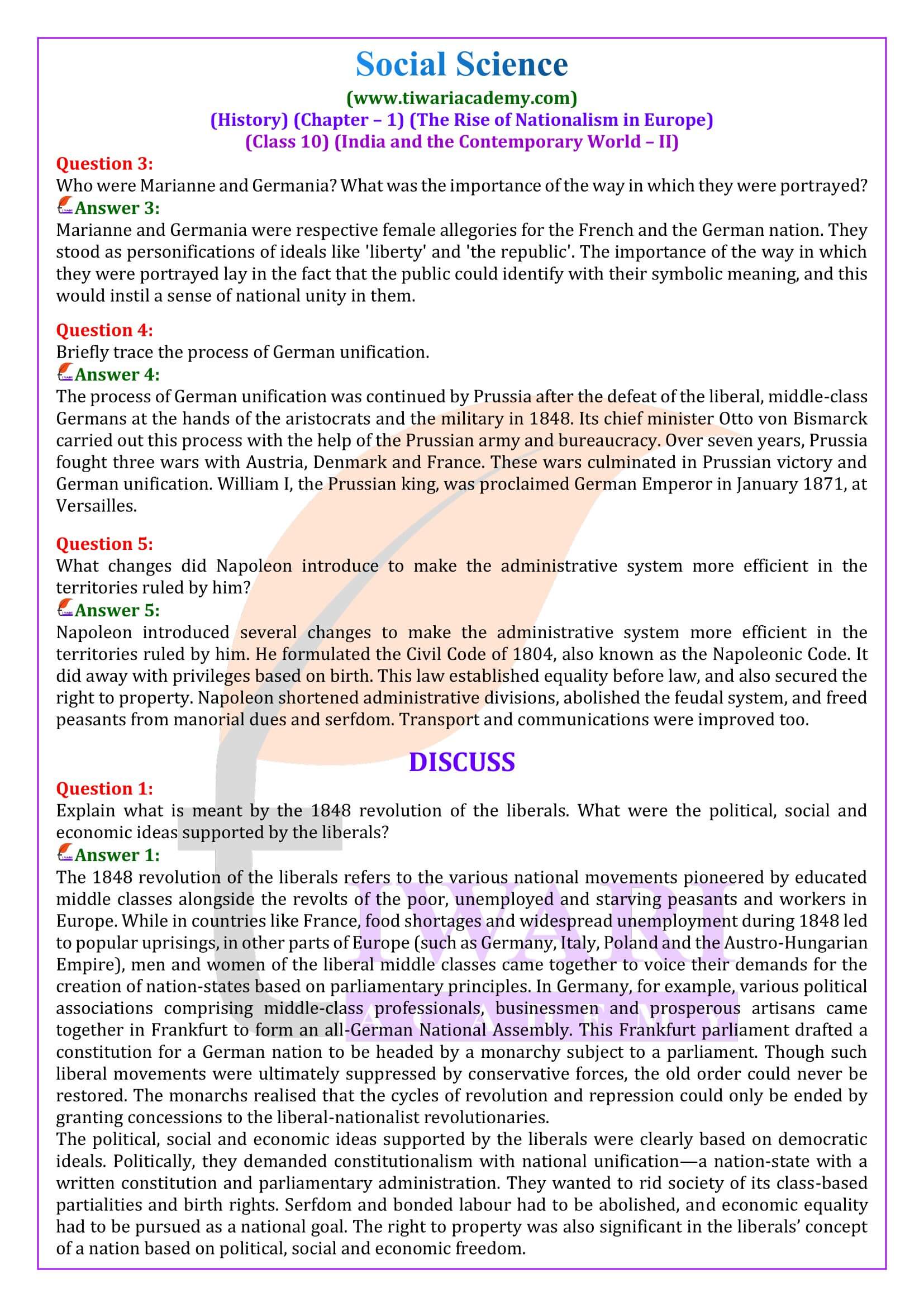 NCERT Solutions for Class 10 History Chapter 1 in English Medium