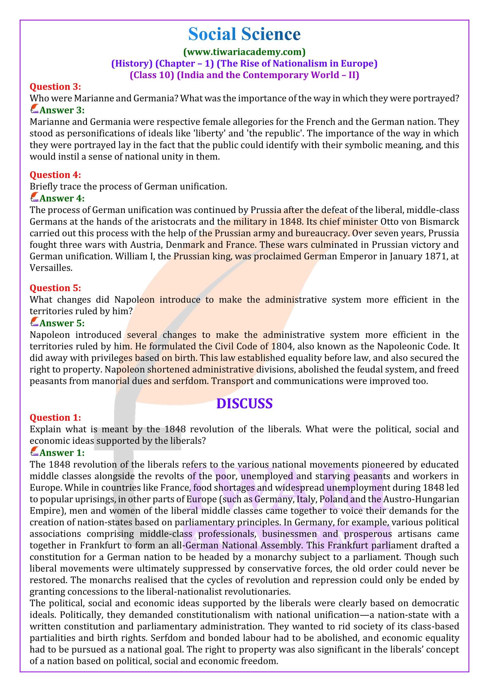 The Rise of Nationalism in Europe Class 10 Notes CBSE History Chapter 1,  Download Free PDF