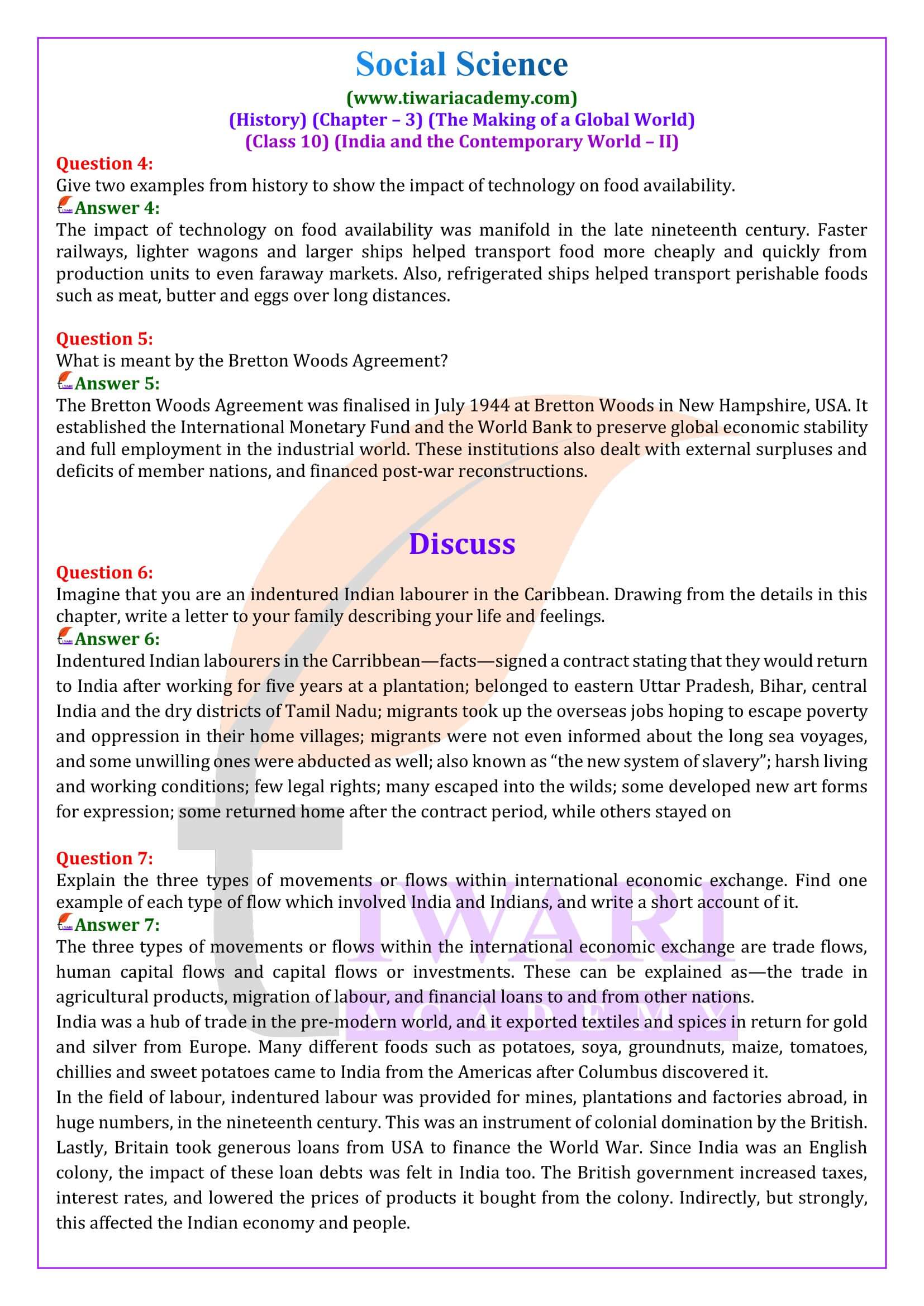 NCERT Solutions for Class 10 History Chapter 3