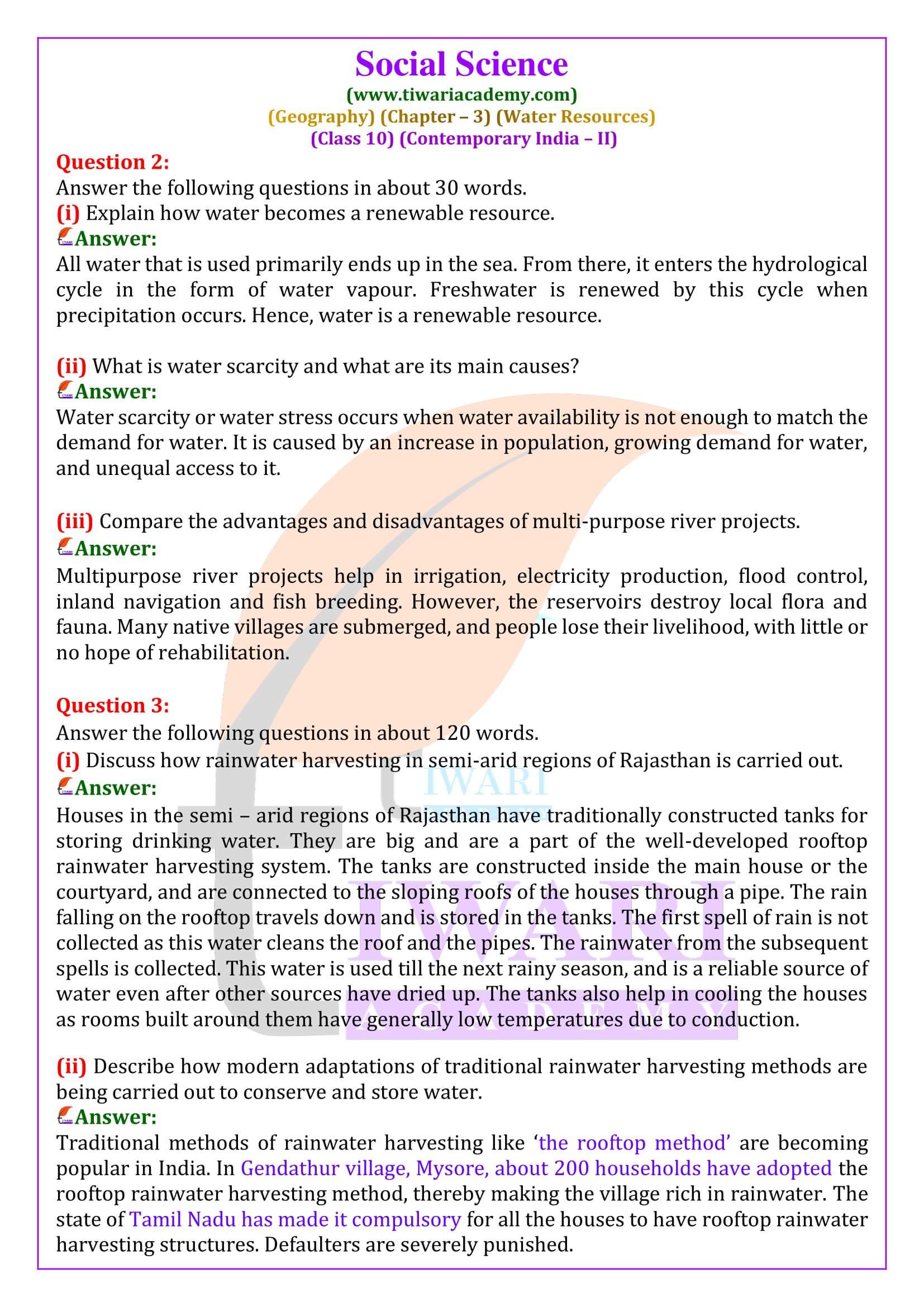 NCERT Solutions for Class 10 Geography Chapter 3