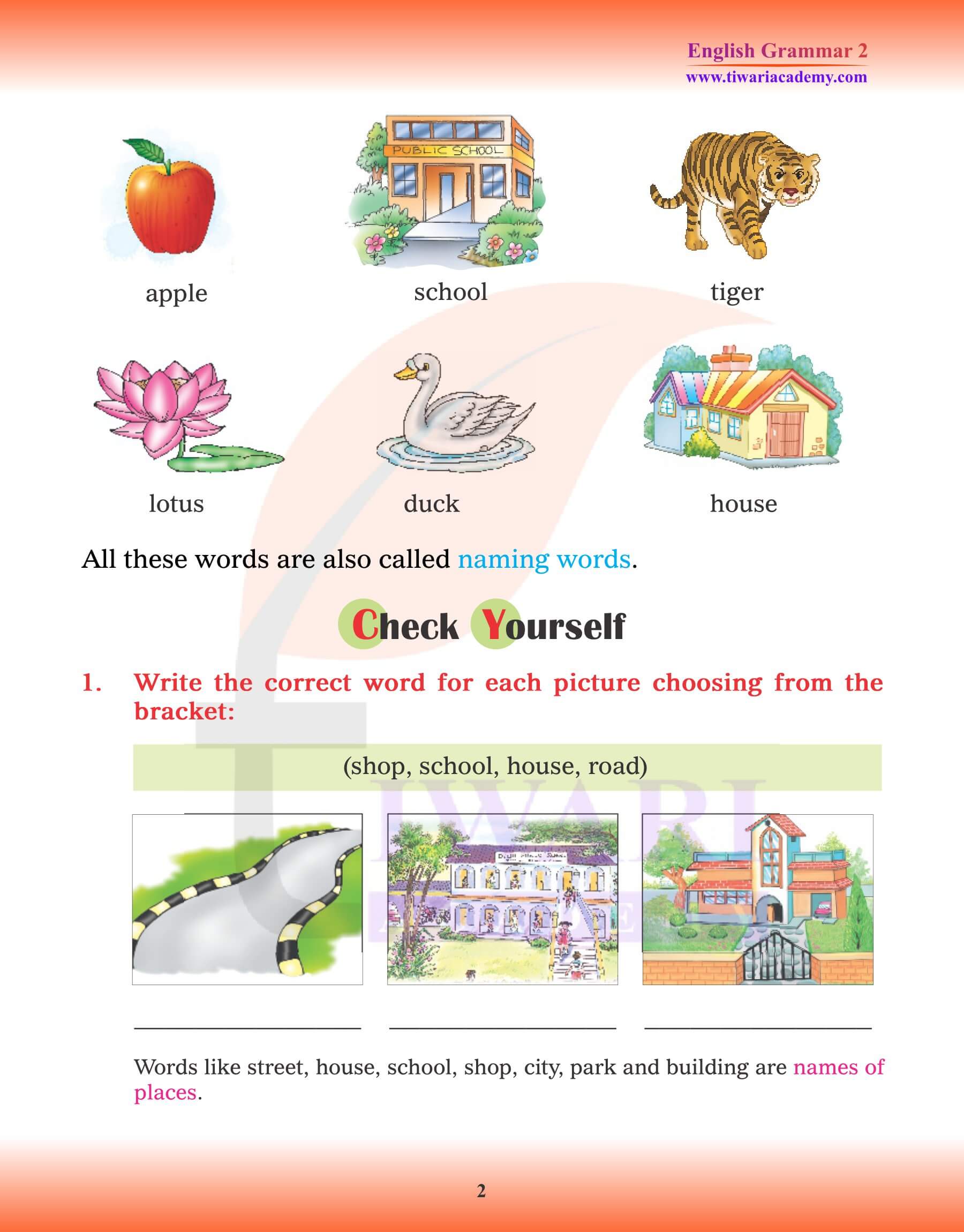 Class 2 English Grammar Naming Words