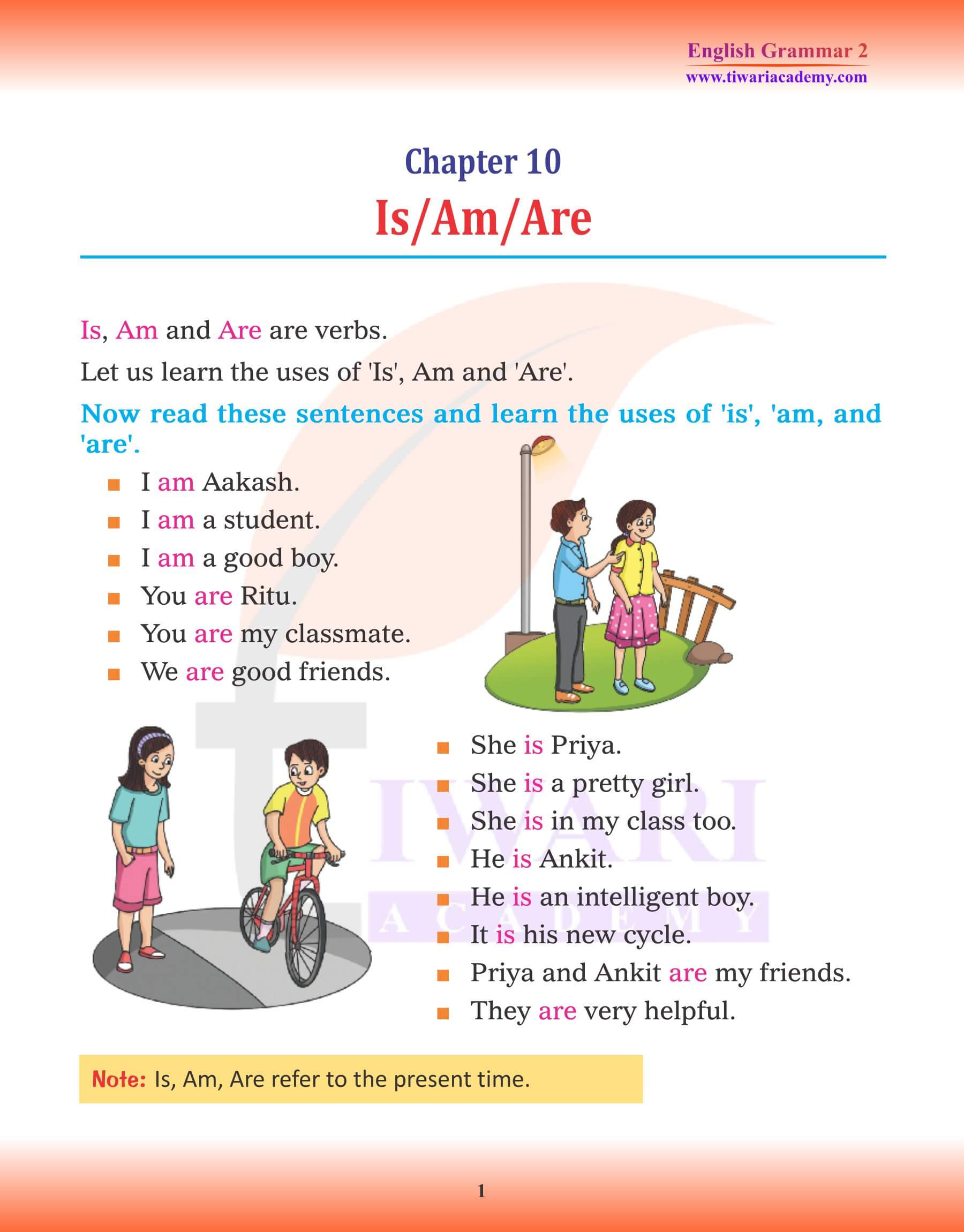 Class 2 English Grammar Chapter 10 Is, Am, and Are