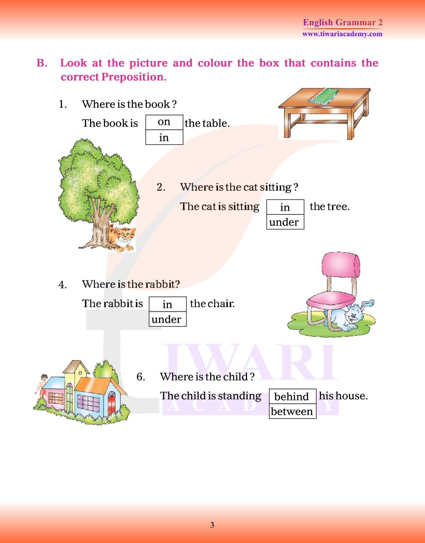 Class 2 English Grammar Use of Preposition